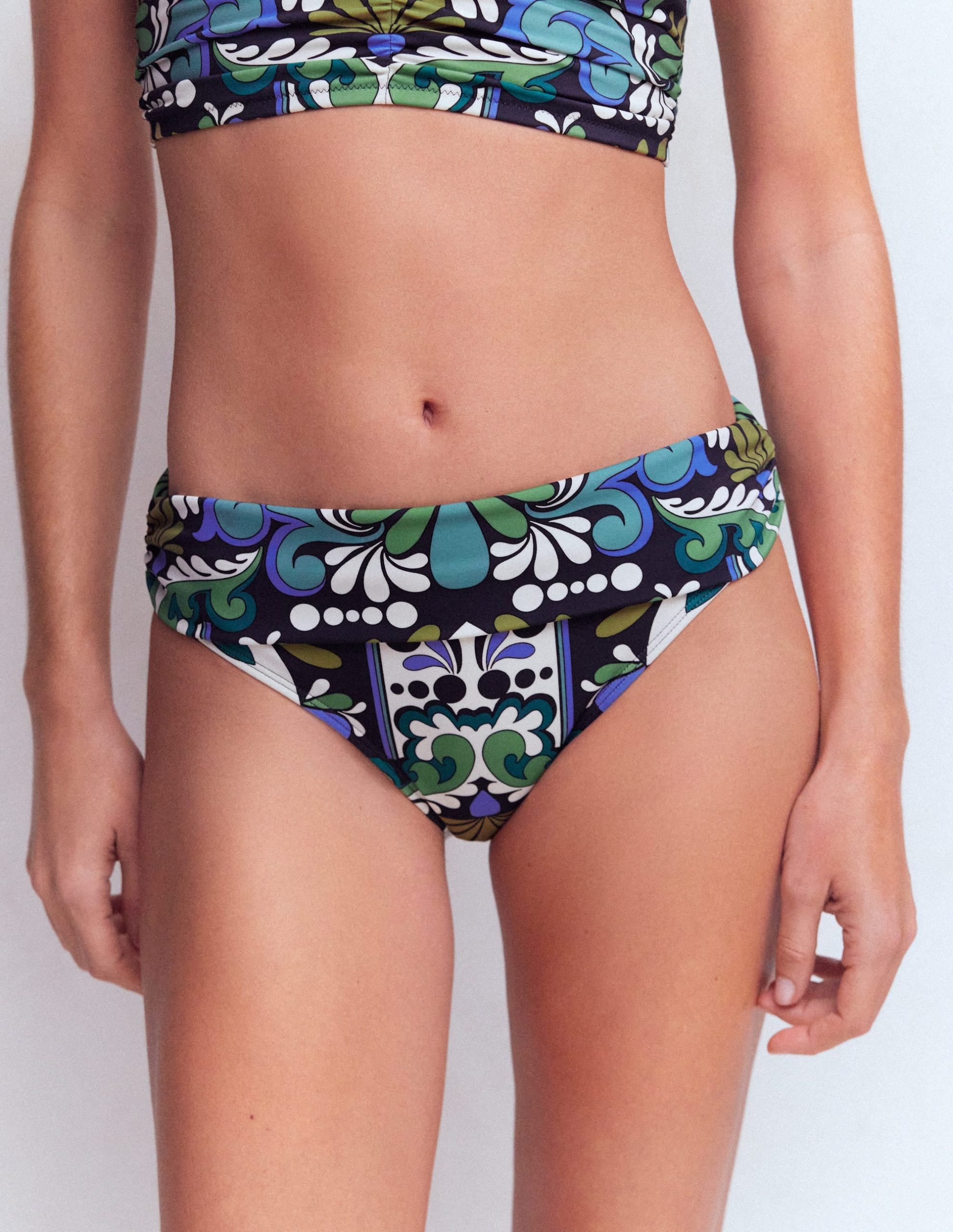 Classic Fold Bikini Bottoms-French Navy. Bloom Tapestry - Image 4