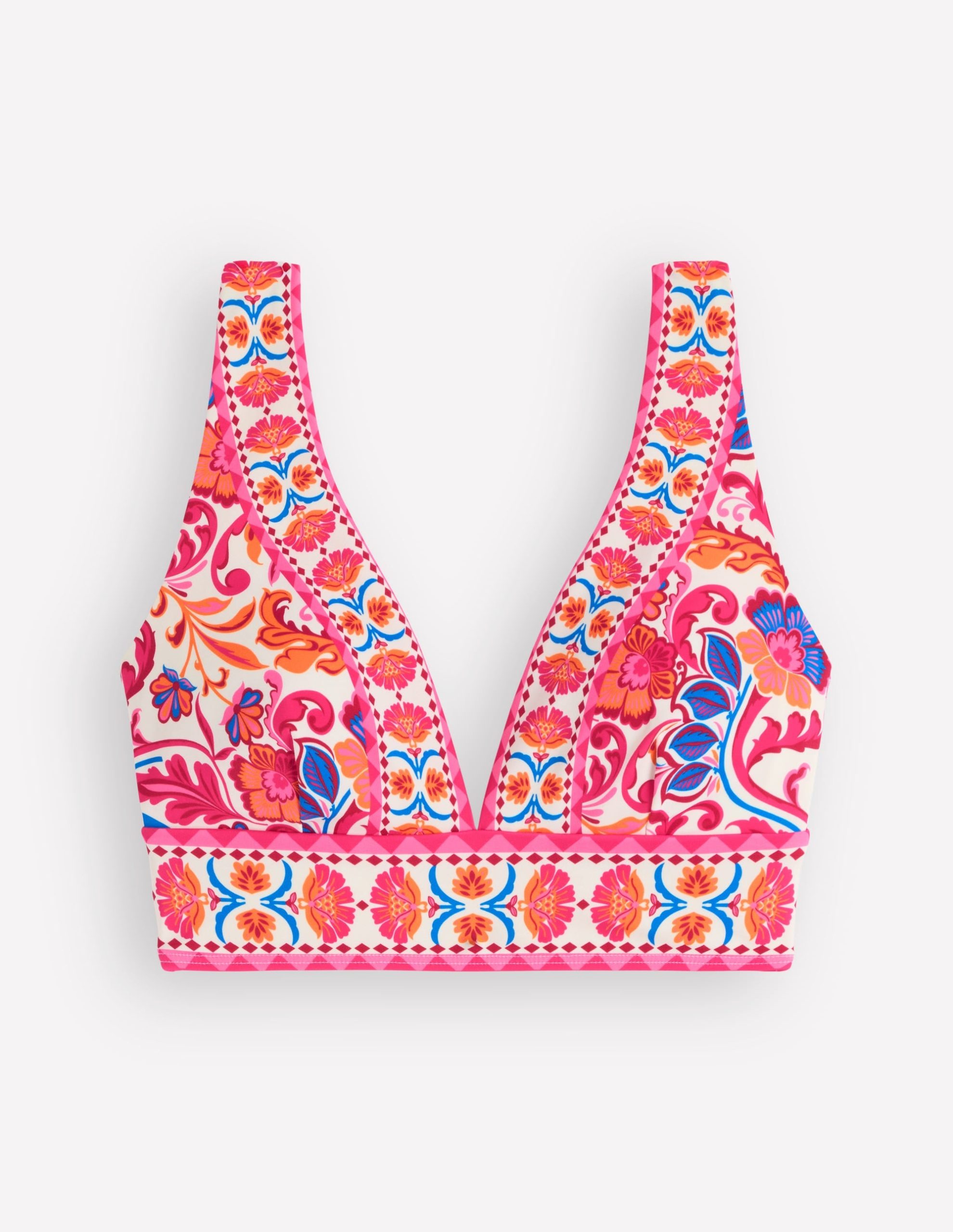 Porto V-neck Bikini Top-Pink Power. Flourishing Meadow - Image 6