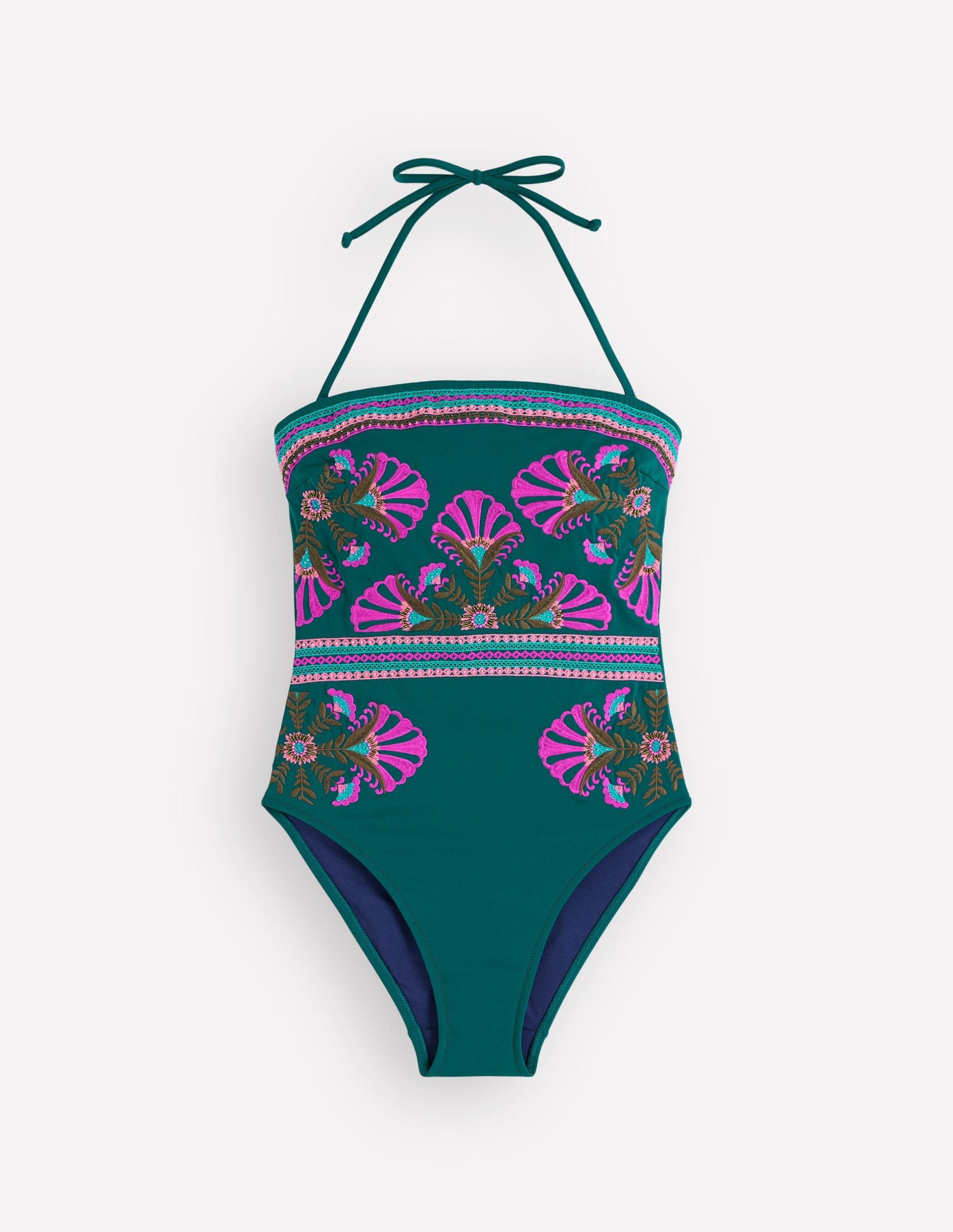 Paros Bandeau Swimsuit-Atlantic Blue. Embroidery - Image 6