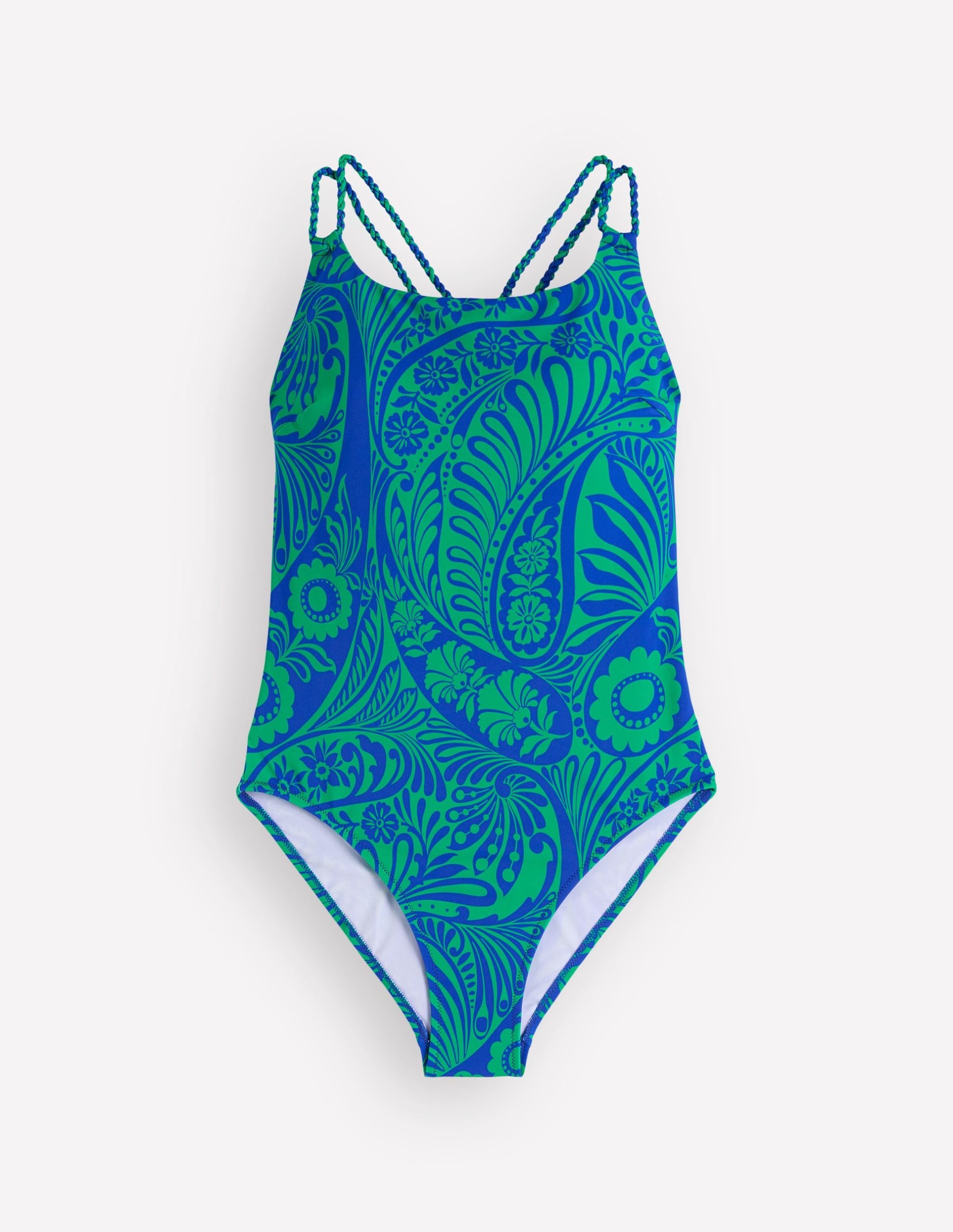 Twist Strap Swimsuit-Blue. Enchanted Paisley - Image 5