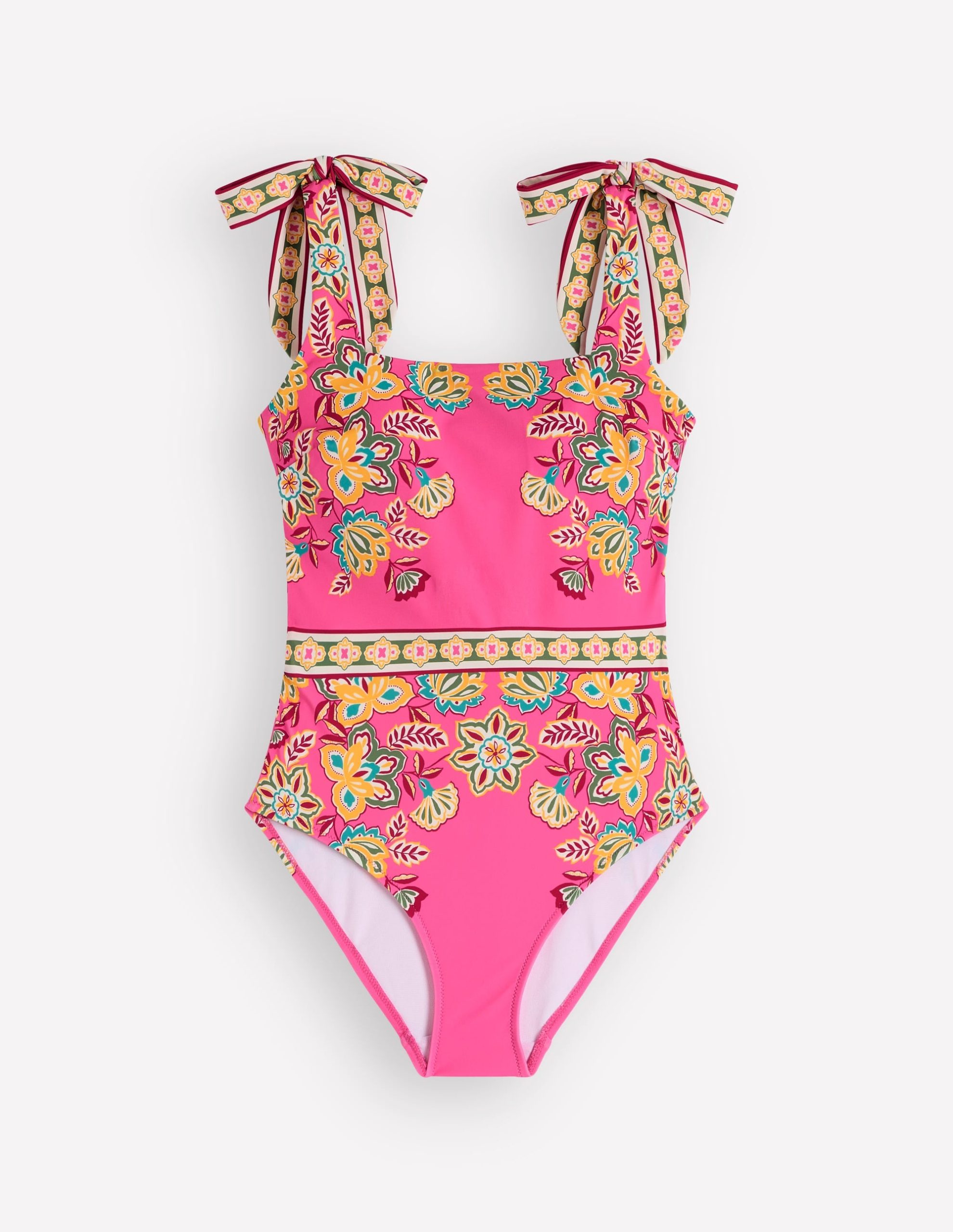 Bow Tie Shoulder Swimsuit-Sangria Sunset. Blossom - Image 6