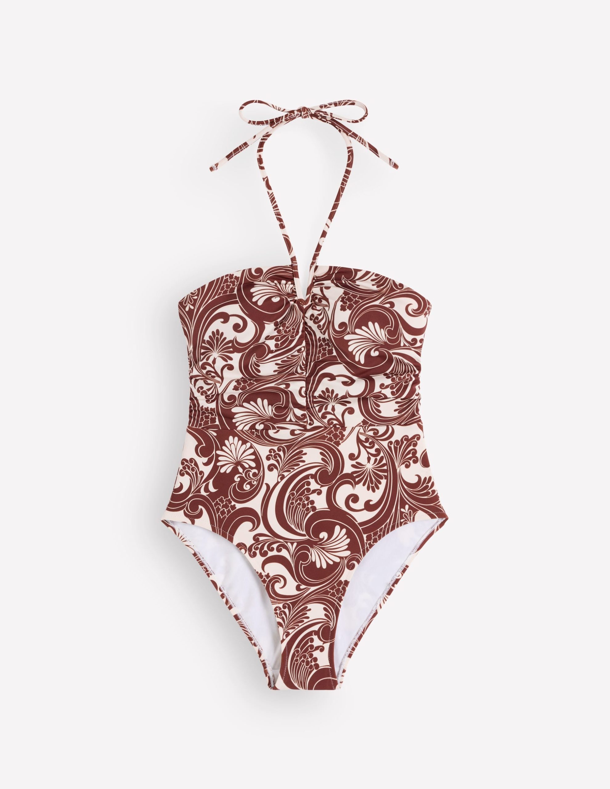 Gather String Swimsuit-Hot Chocolate. Foliage Whirl - Image 6