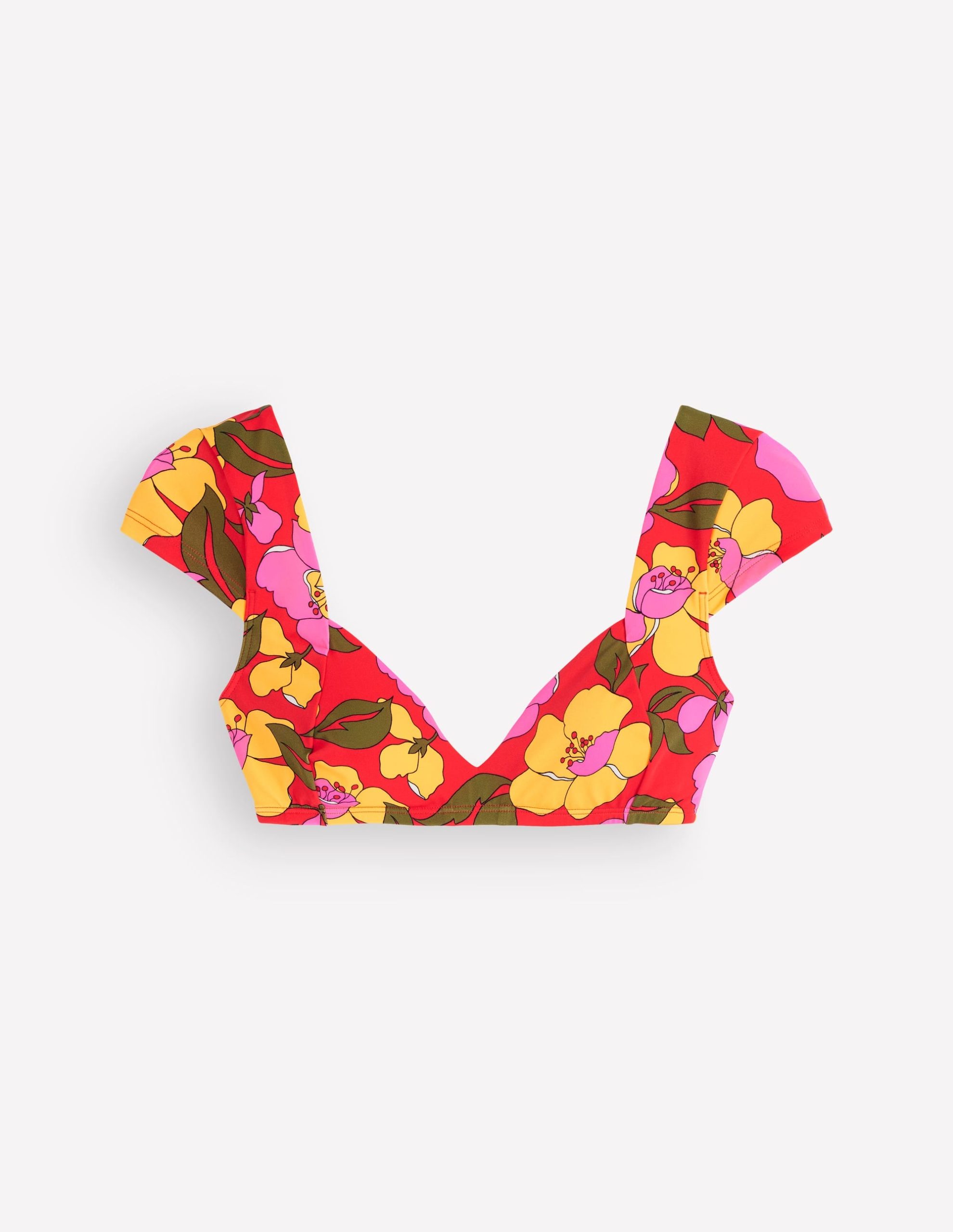 Sweetheart Sleeve Bikini Top-Red. Radiant Bloom - Image 7