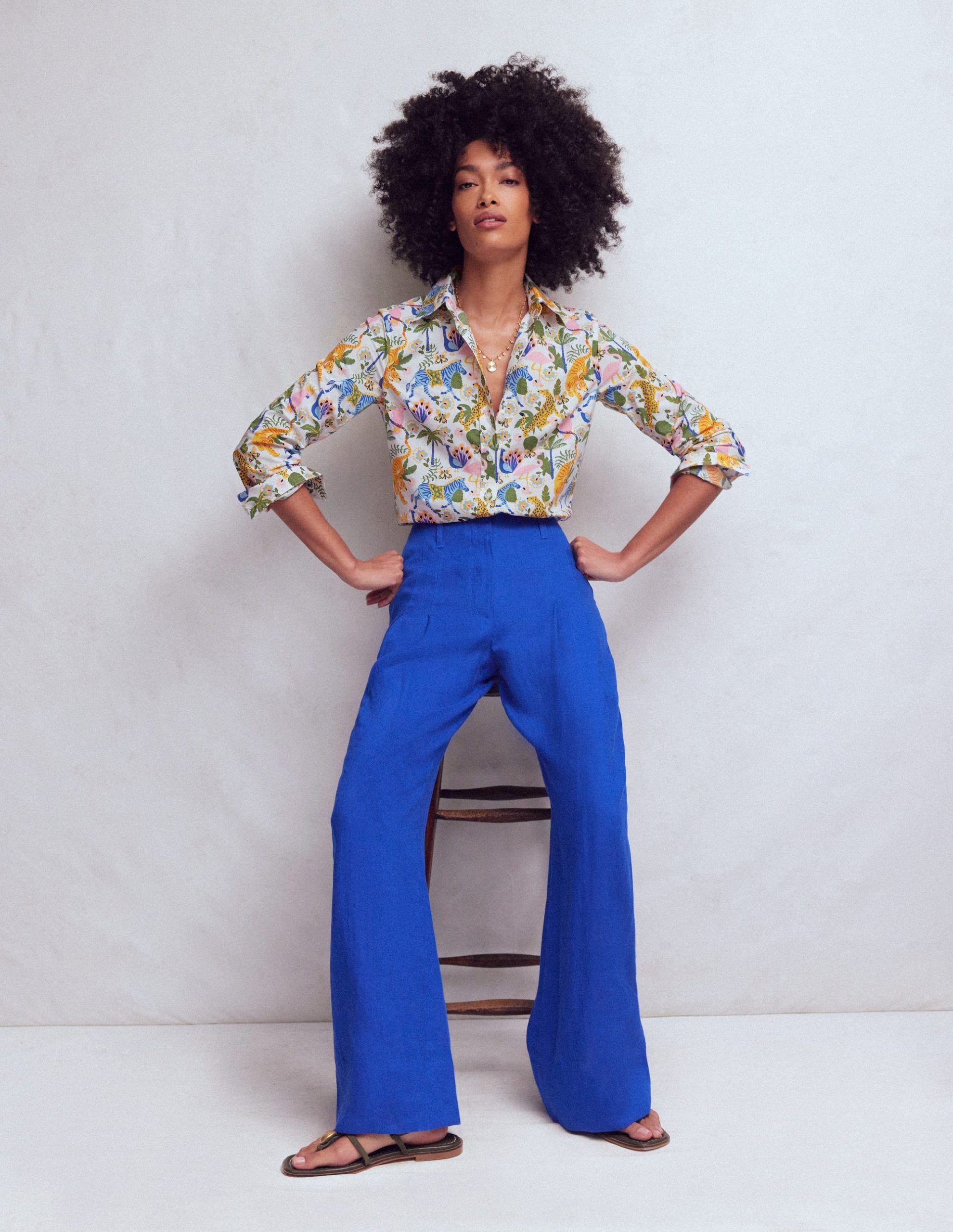 Sienna Cotton Shirt-Multi. Tropical Safari