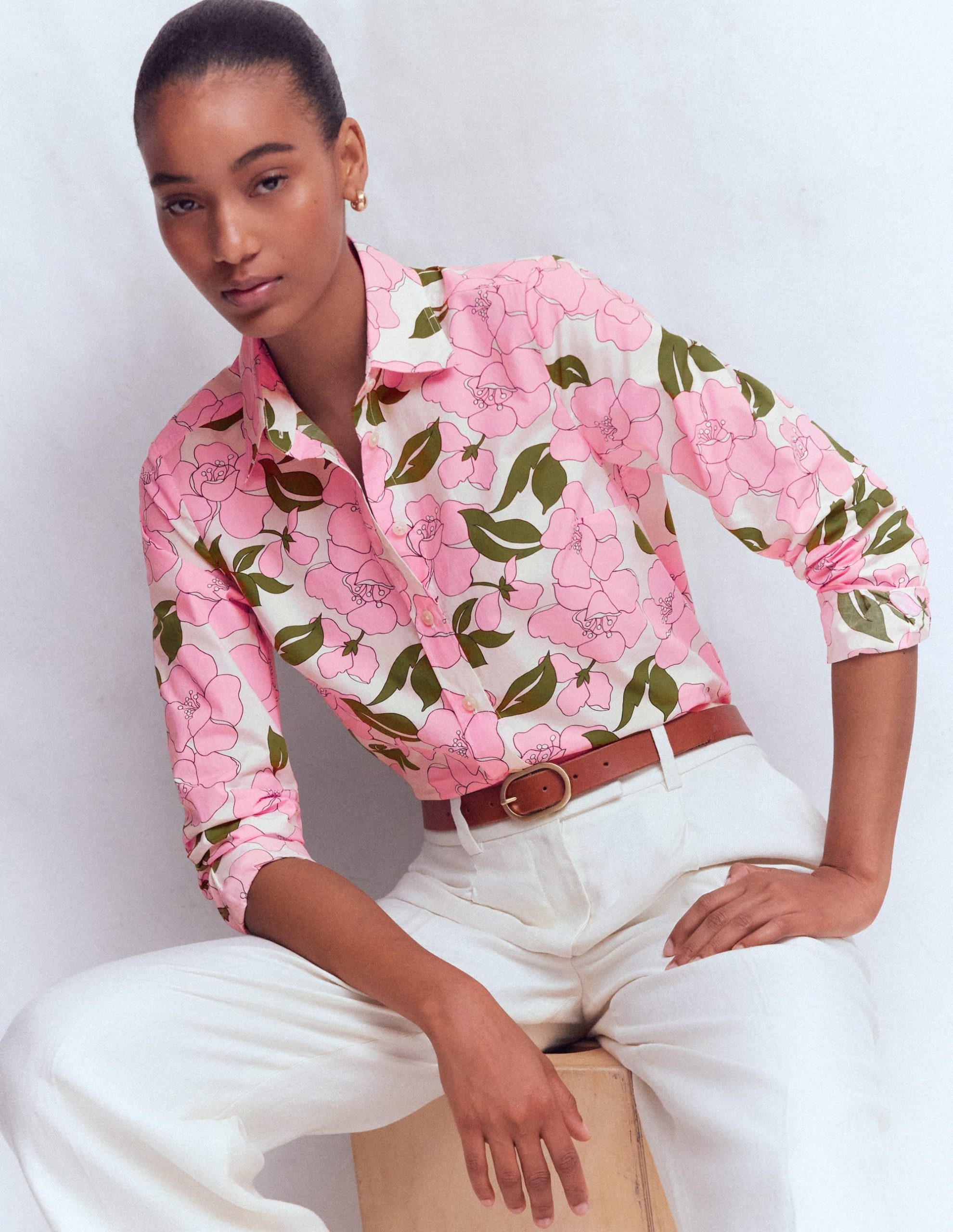 Sienna Cotton Shirt-Blossom Pink. Radiant Bloom