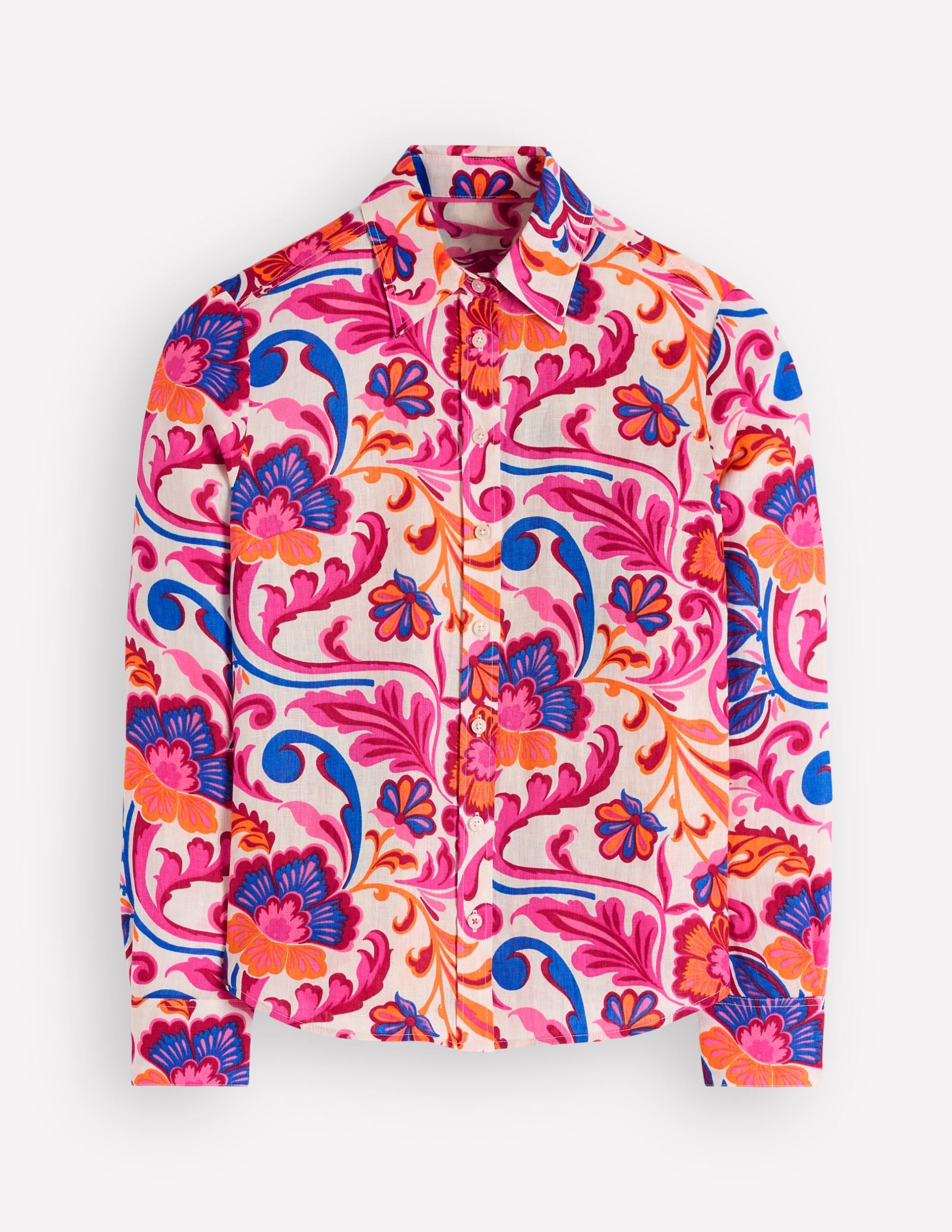 Sienna Linen Shirt-Pink Punch. Flourishing Meadow - Image 6
