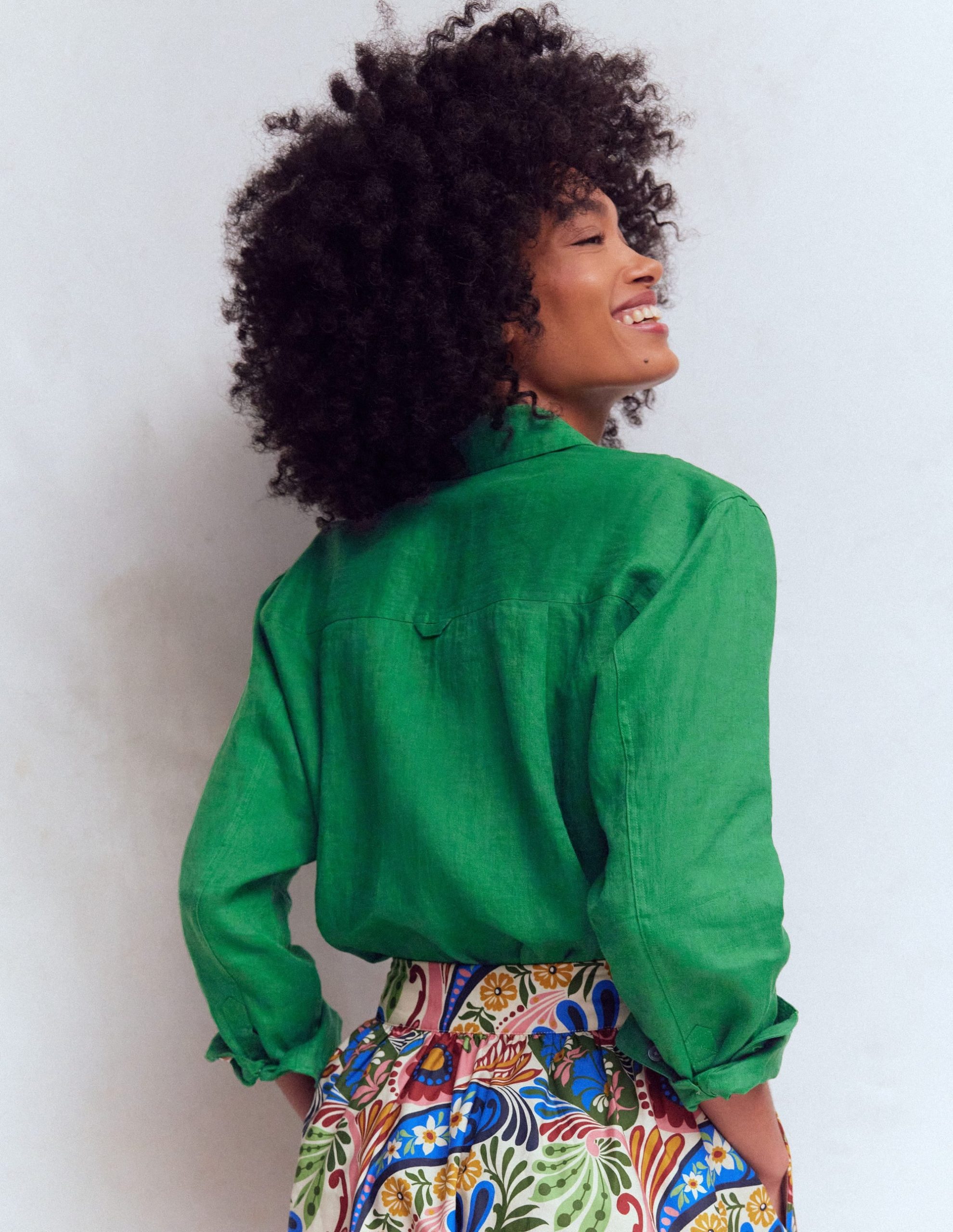 Sadie Relaxed Linen Shirt-Fresh Green - Image 2
