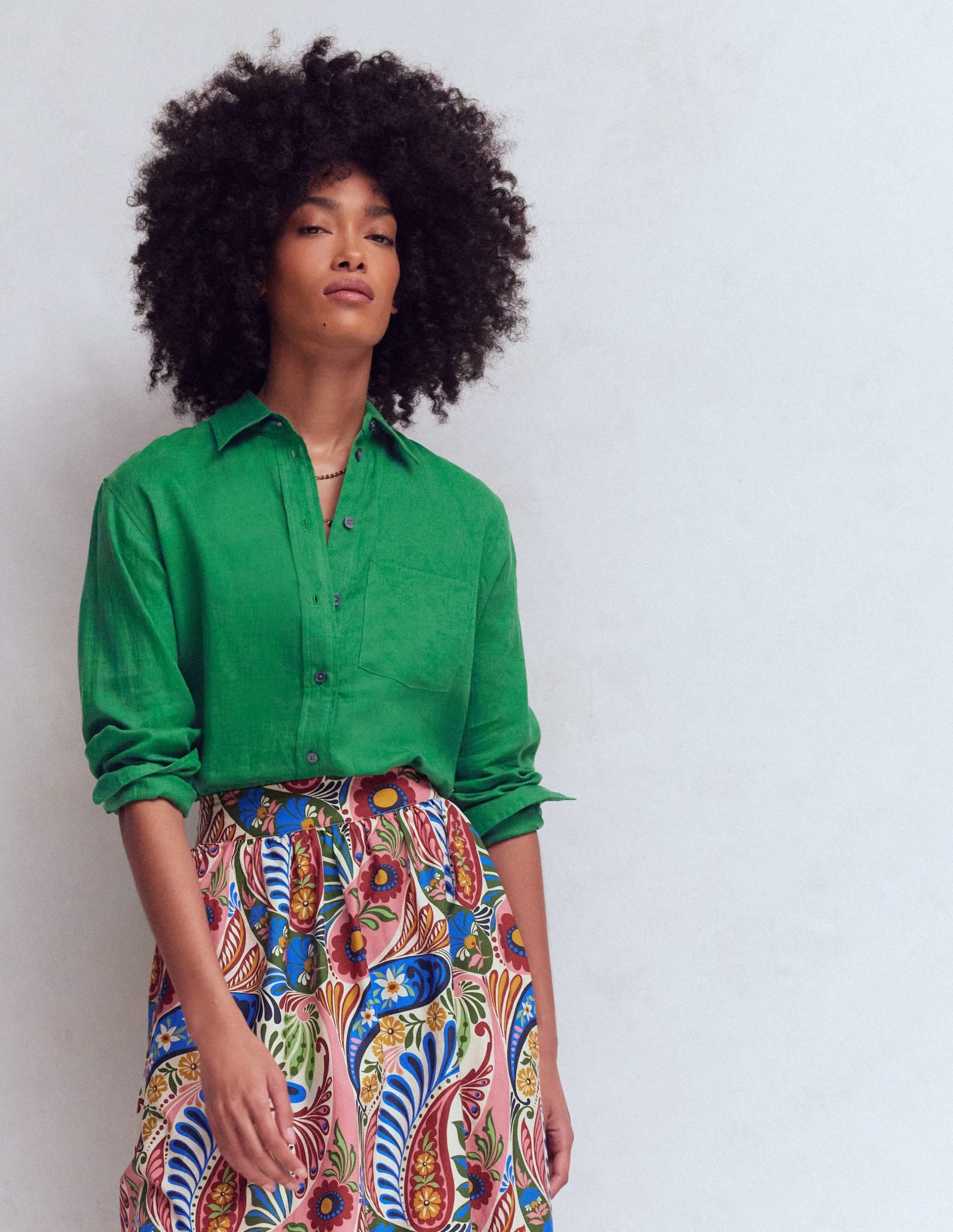 Sadie Relaxed Linen Shirt-Fresh Green - Image 3