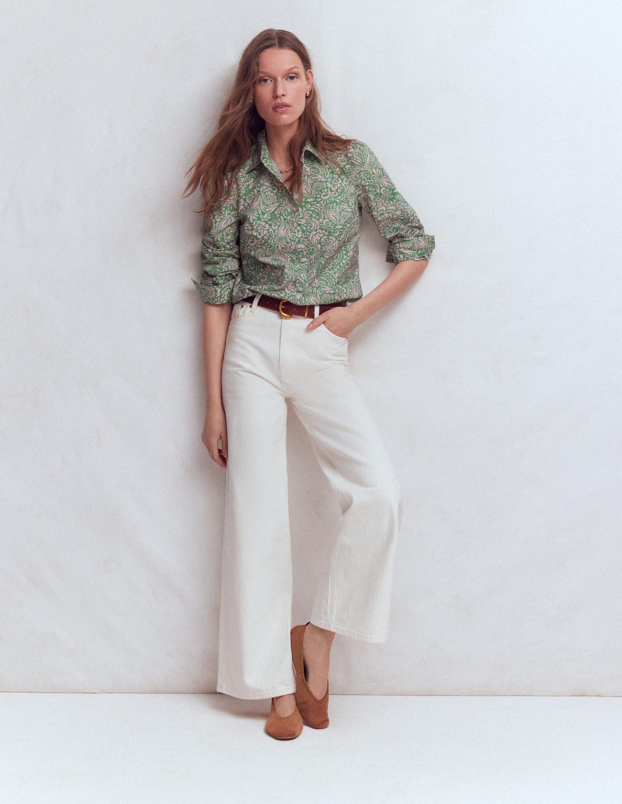 Cara Cotton Shirt-Aloe Green. Elaborate Gardenia - Image 4