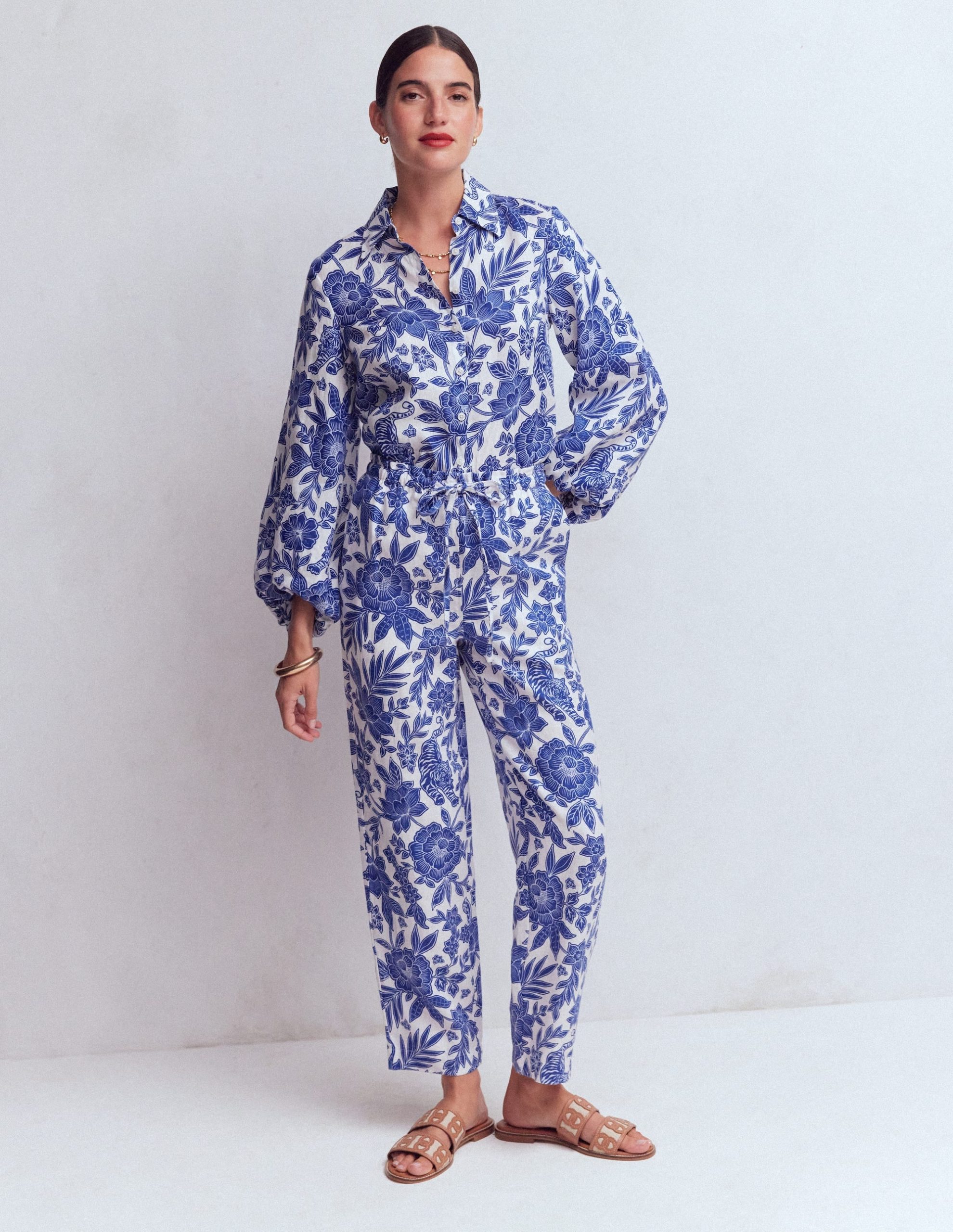Puff Sleeve Linen Shirt-Sapphire Blue. Tigers Paradise - Image 6