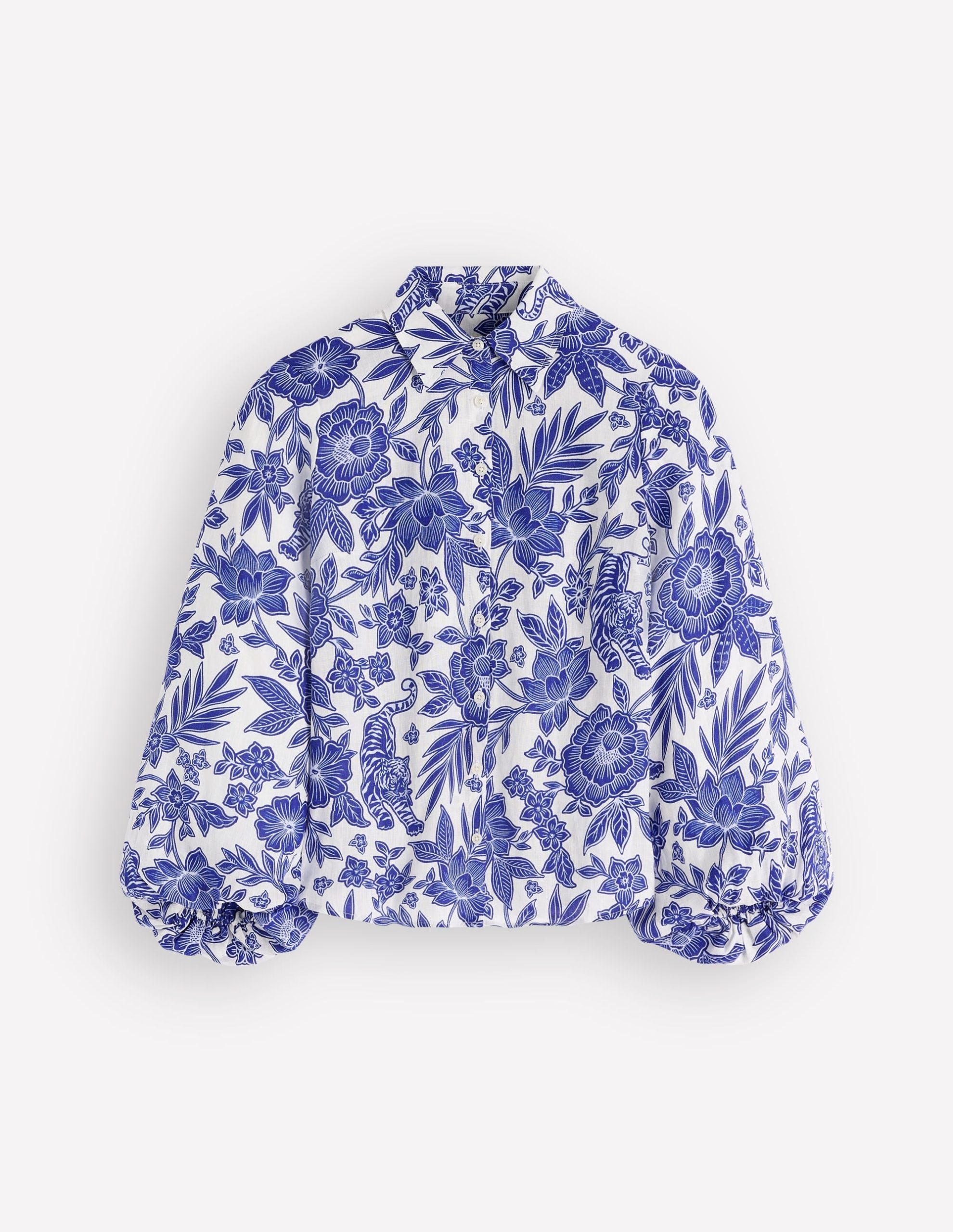 Puff Sleeve Linen Shirt-Sapphire Blue. Tigers Paradise - Image 8