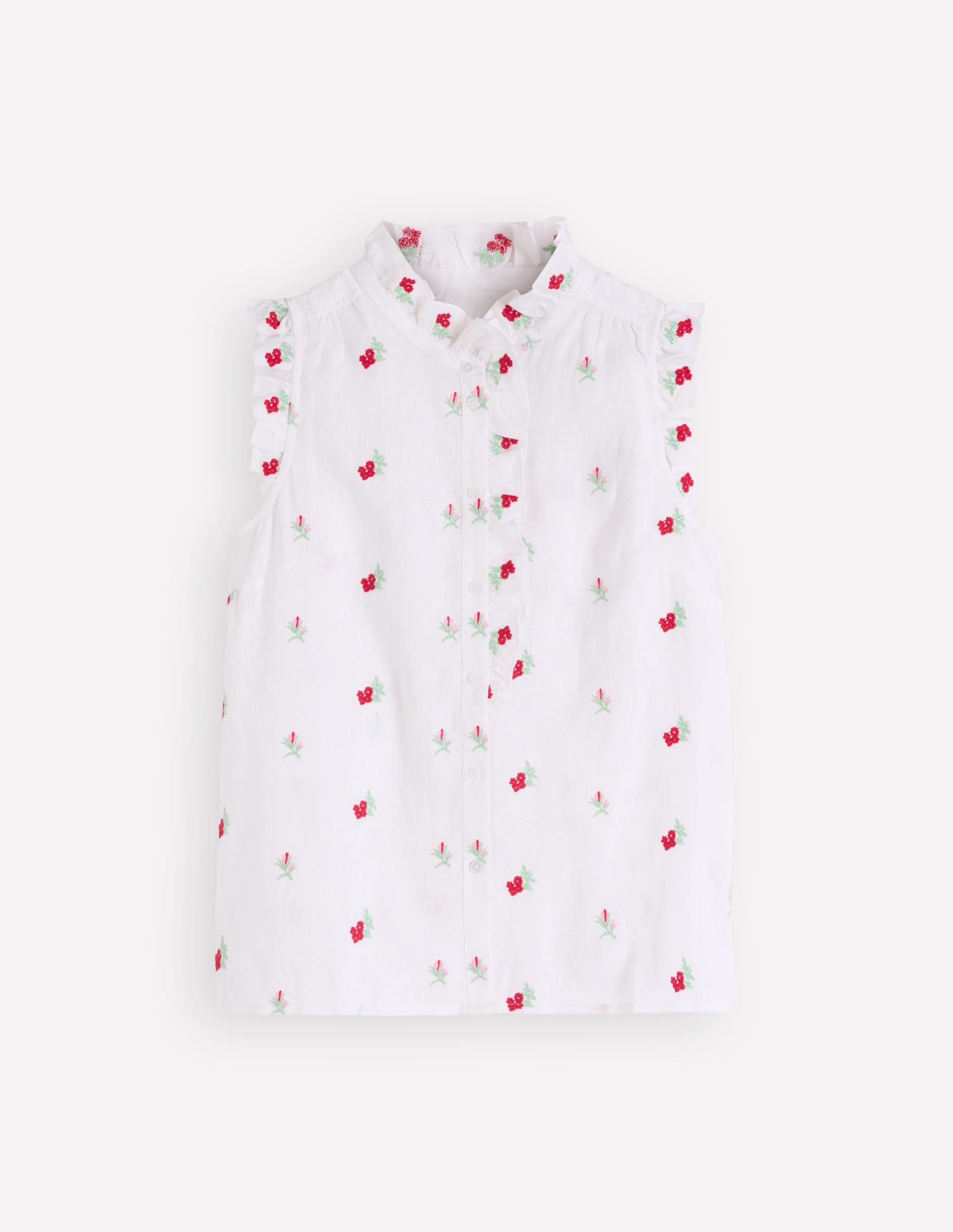 Isabel Sleeveless Linen Top-Floral Embroidery - Image 6
