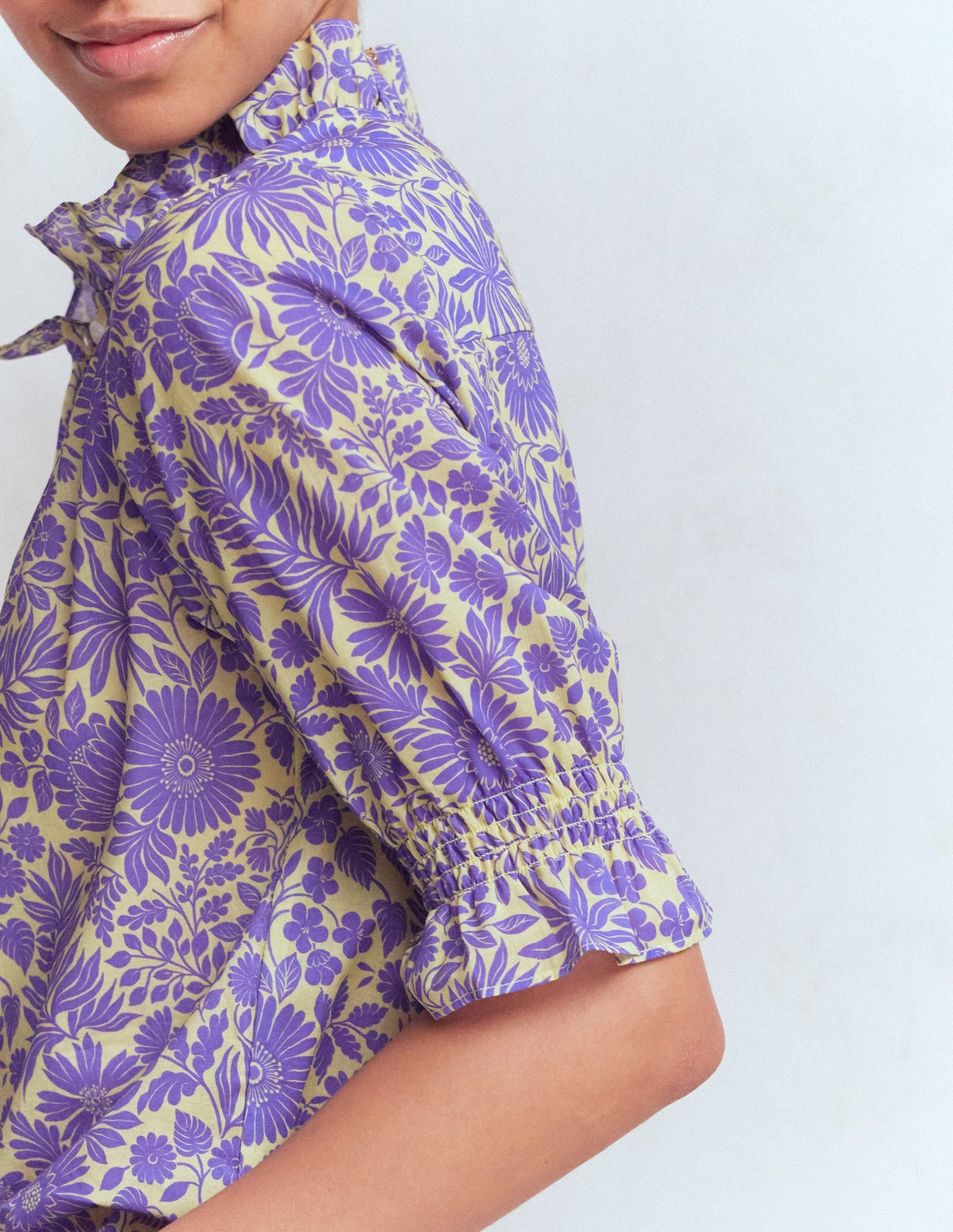 Heather Smocked Sleeve Top-Han Purple. Flowerbed Bloom - Image 2