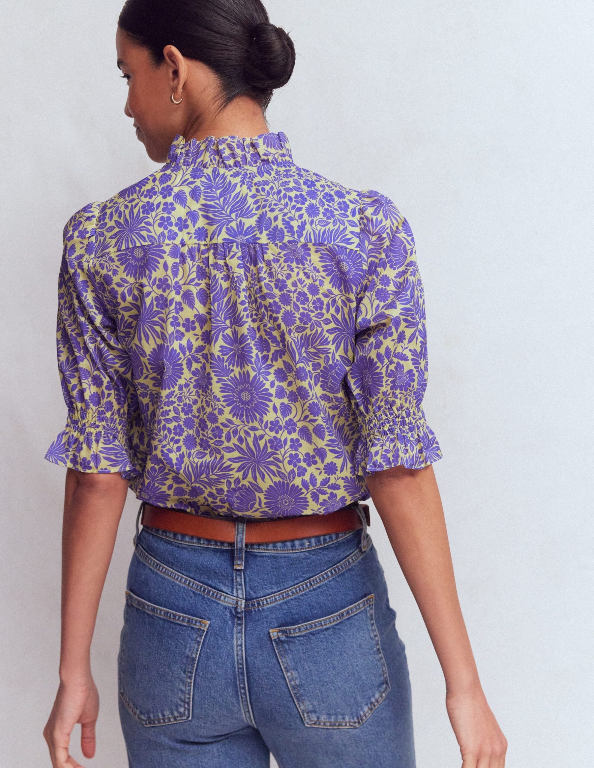 Heather Smocked Sleeve Top-Han Purple. Flowerbed Bloom - Image 3