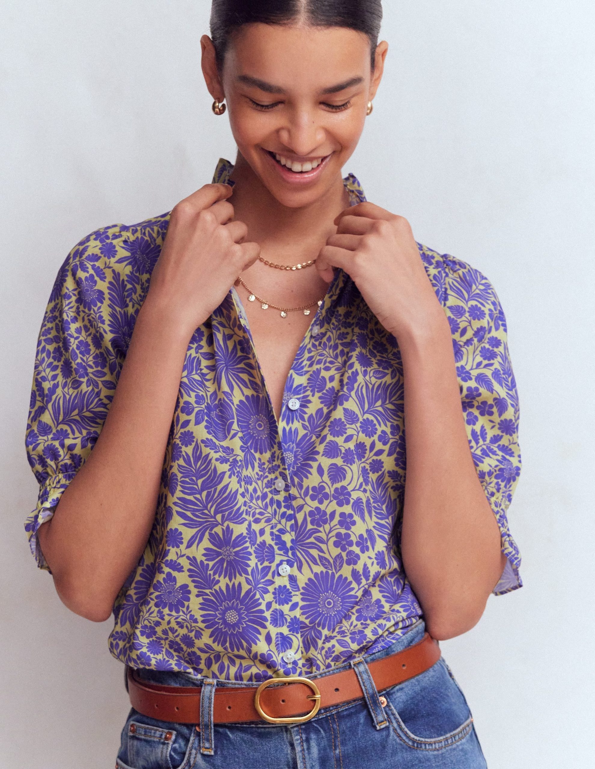 Heather Smocked Sleeve Top-Han Purple. Flowerbed Bloom - Image 4