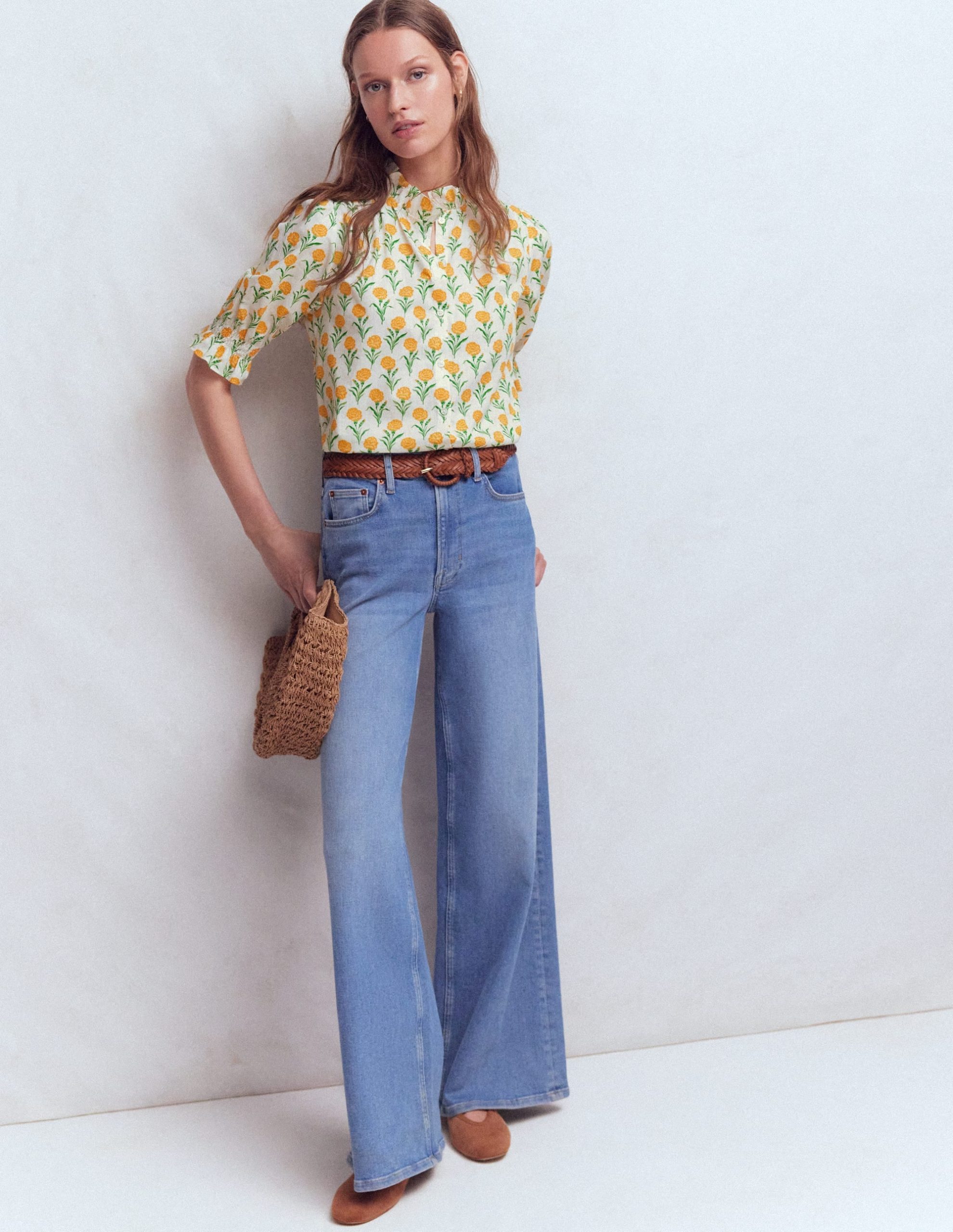Heather Smocked Sleeve Top-Marigold. Carnation Stems - Image 6