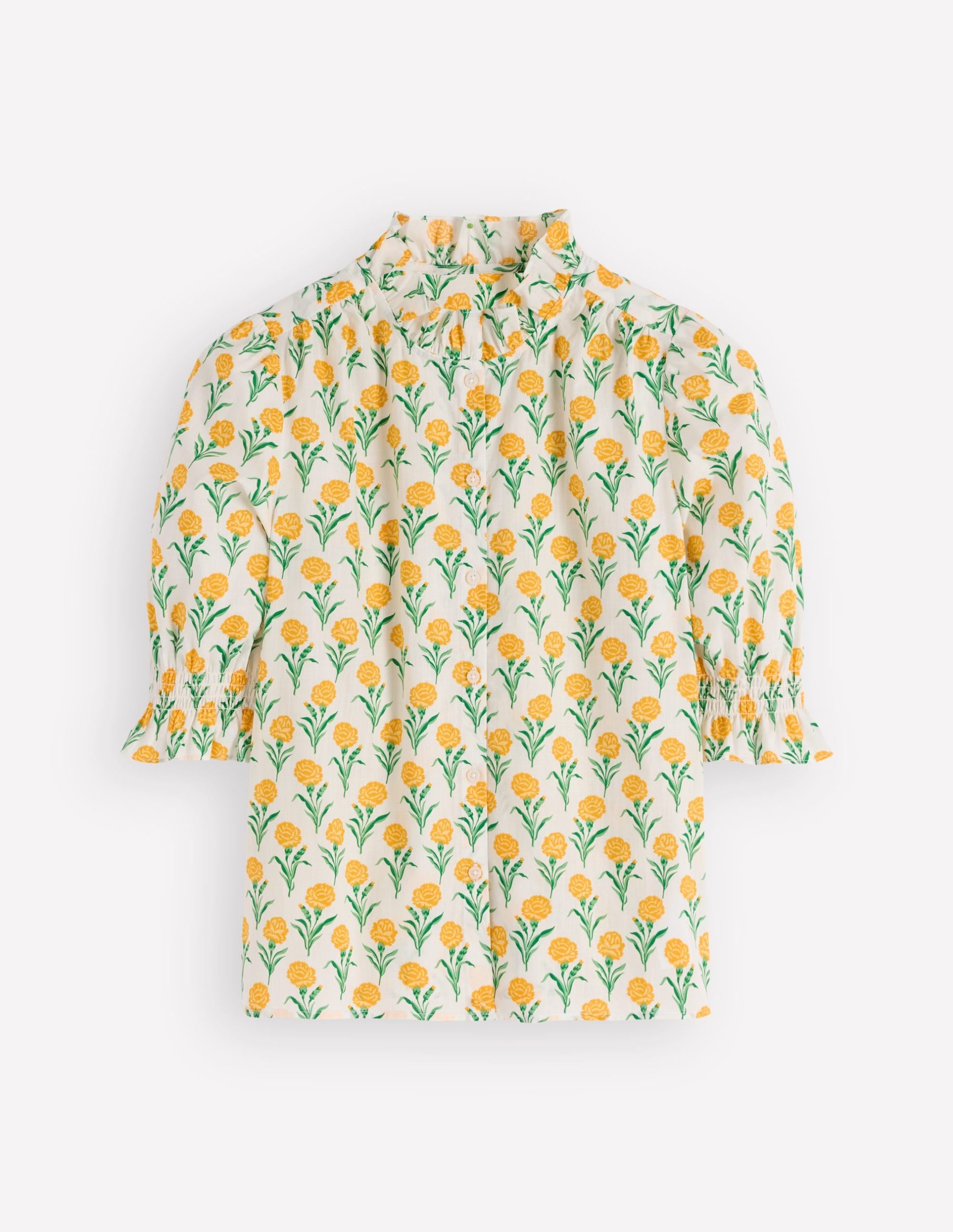 Heather Smocked Sleeve Top-Marigold. Carnation Stems - Image 7