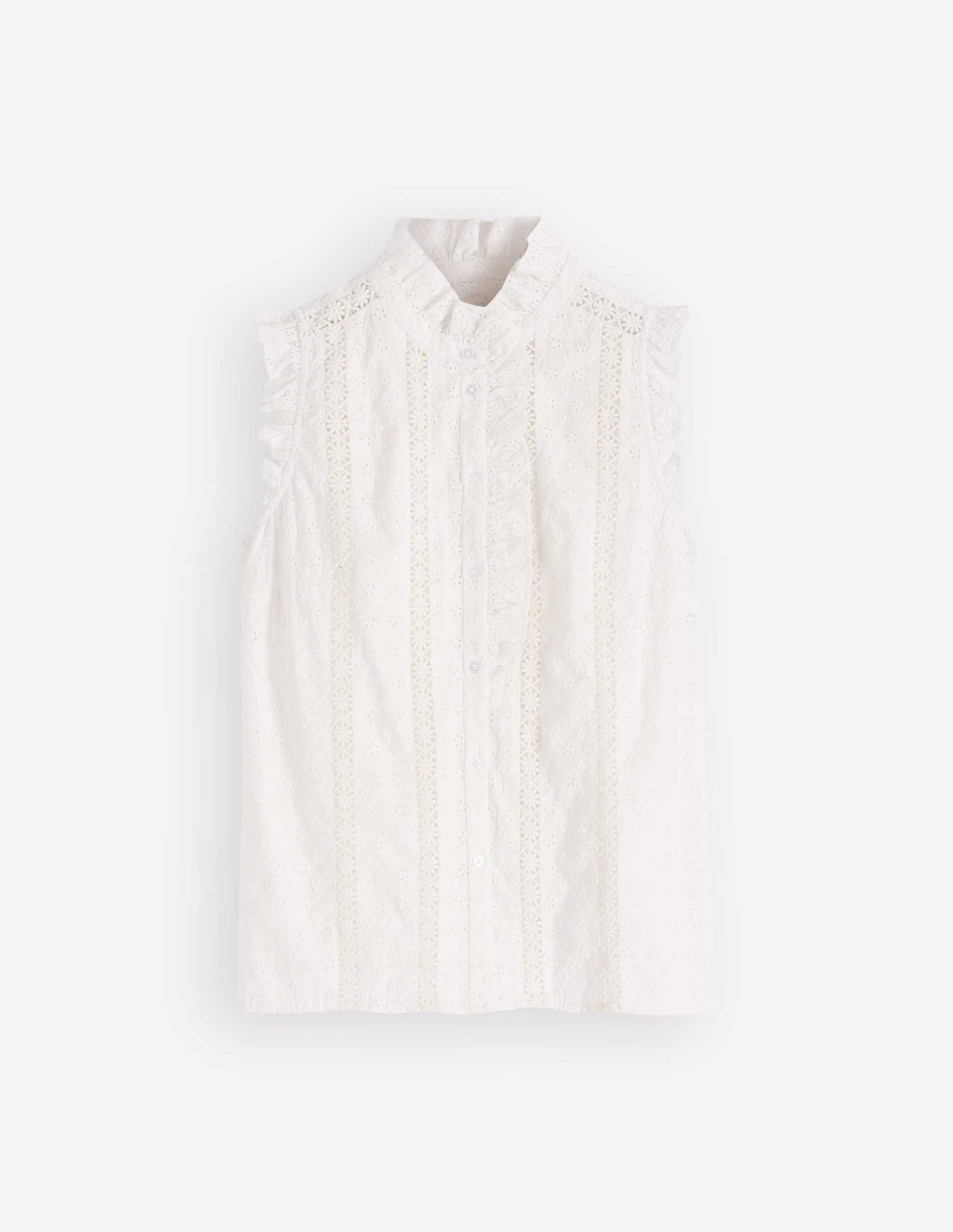 Isabel Sleeveless Broderie Top-White - Image 6