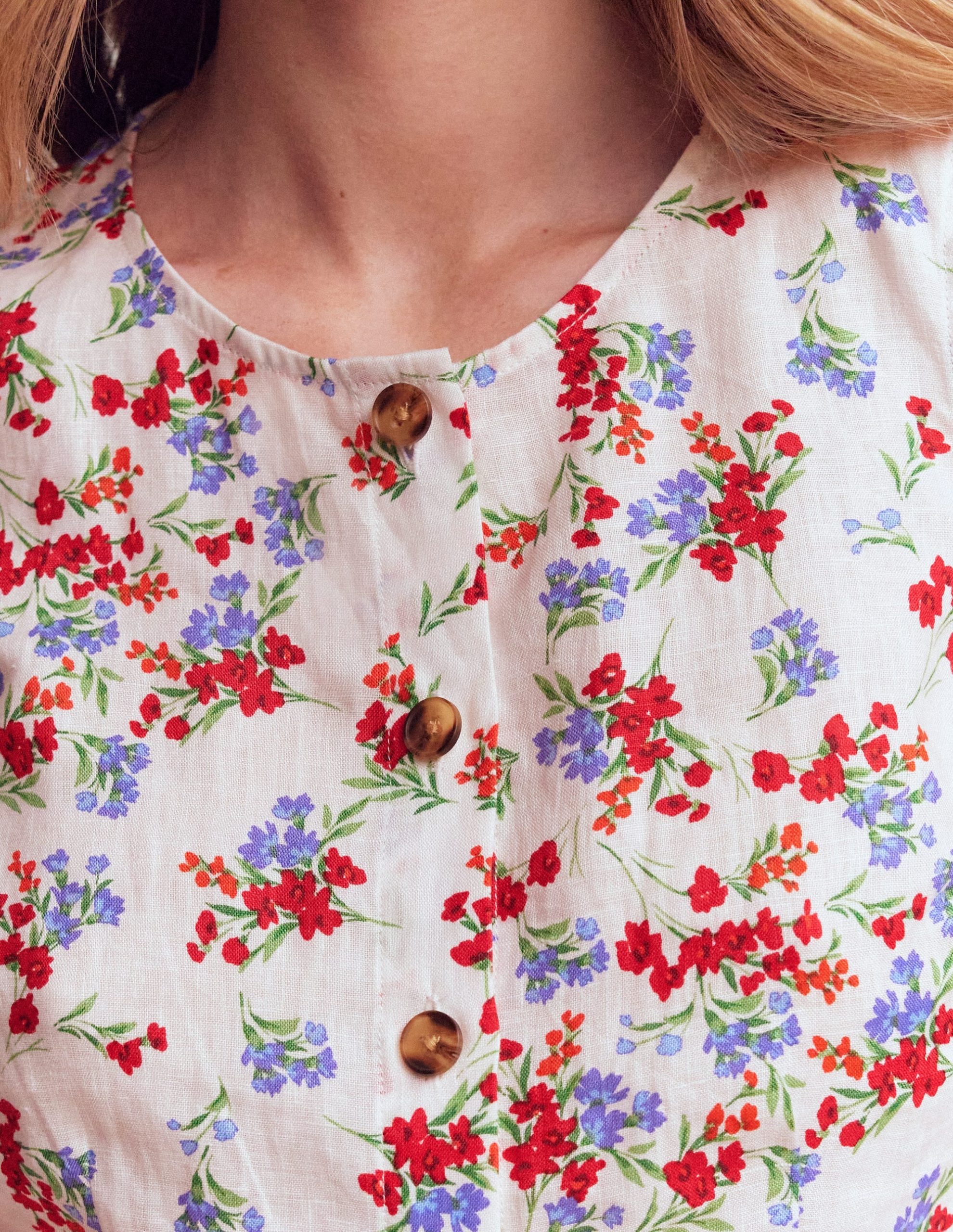 Andrea Linen Shell Top-Ivory. Bloom Scatter - Image 2