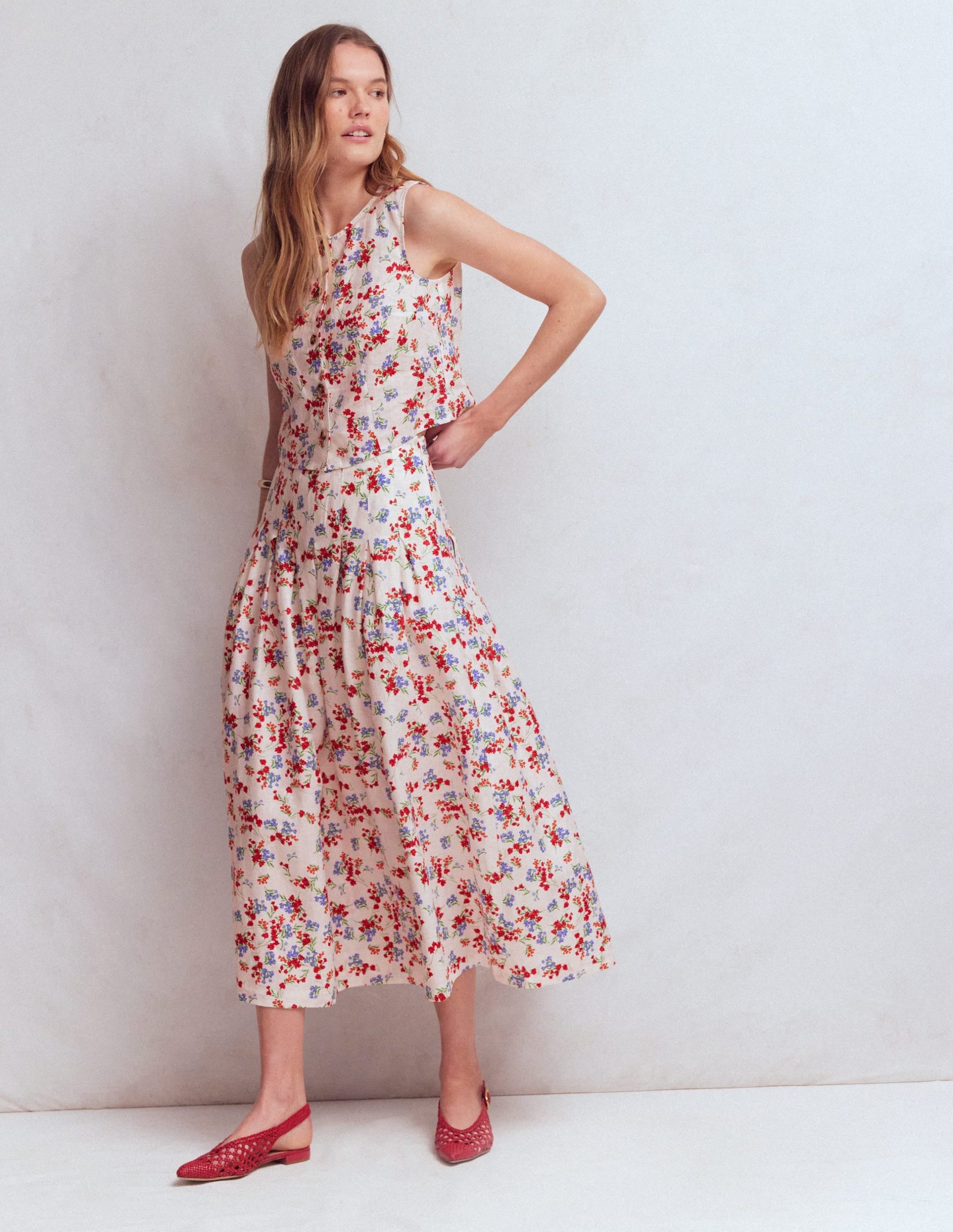 Andrea Linen Shell Top-Ivory. Bloom Scatter - Image 5