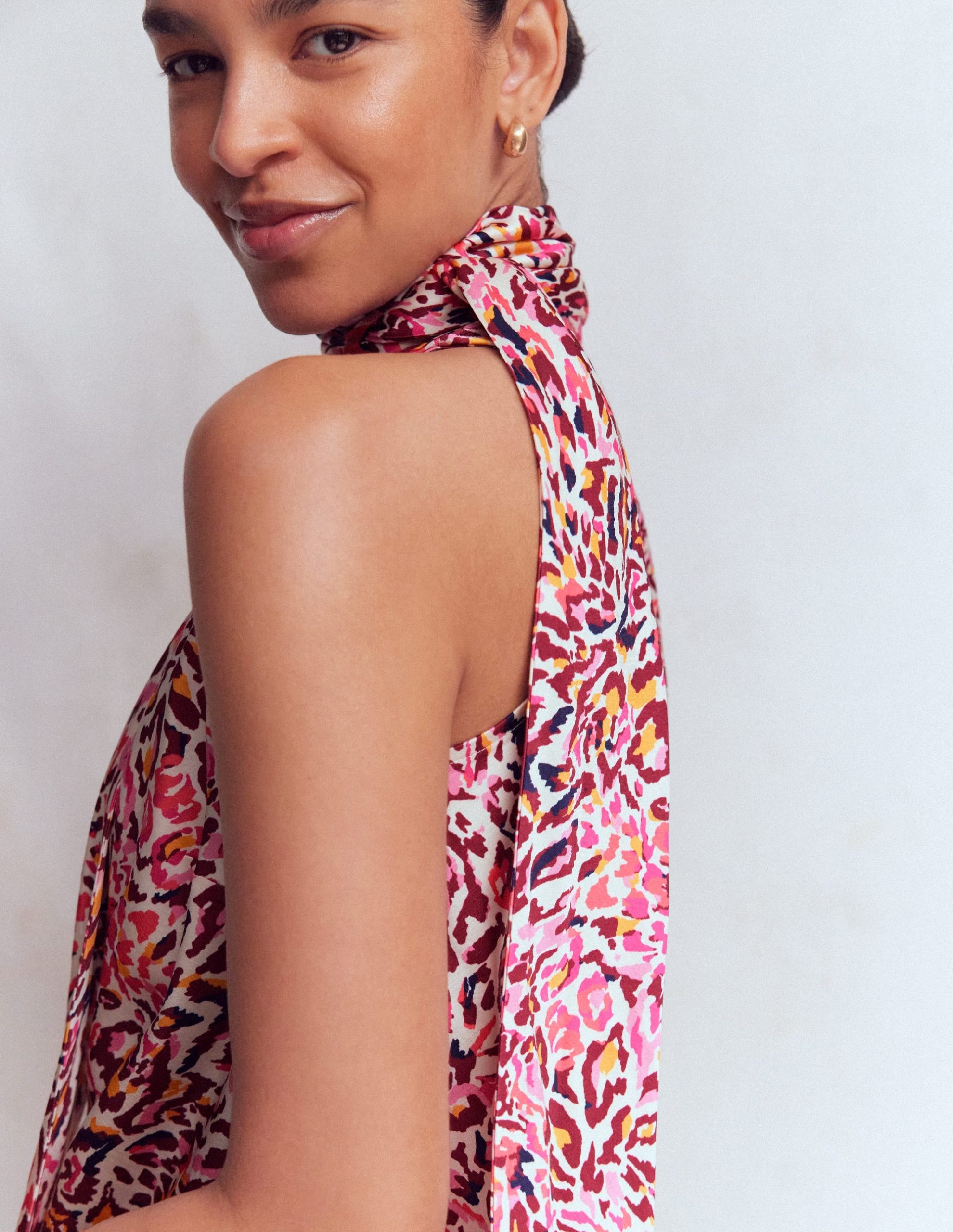 Satin Halterneck Top-Multi. Leopard Flow - Image 4