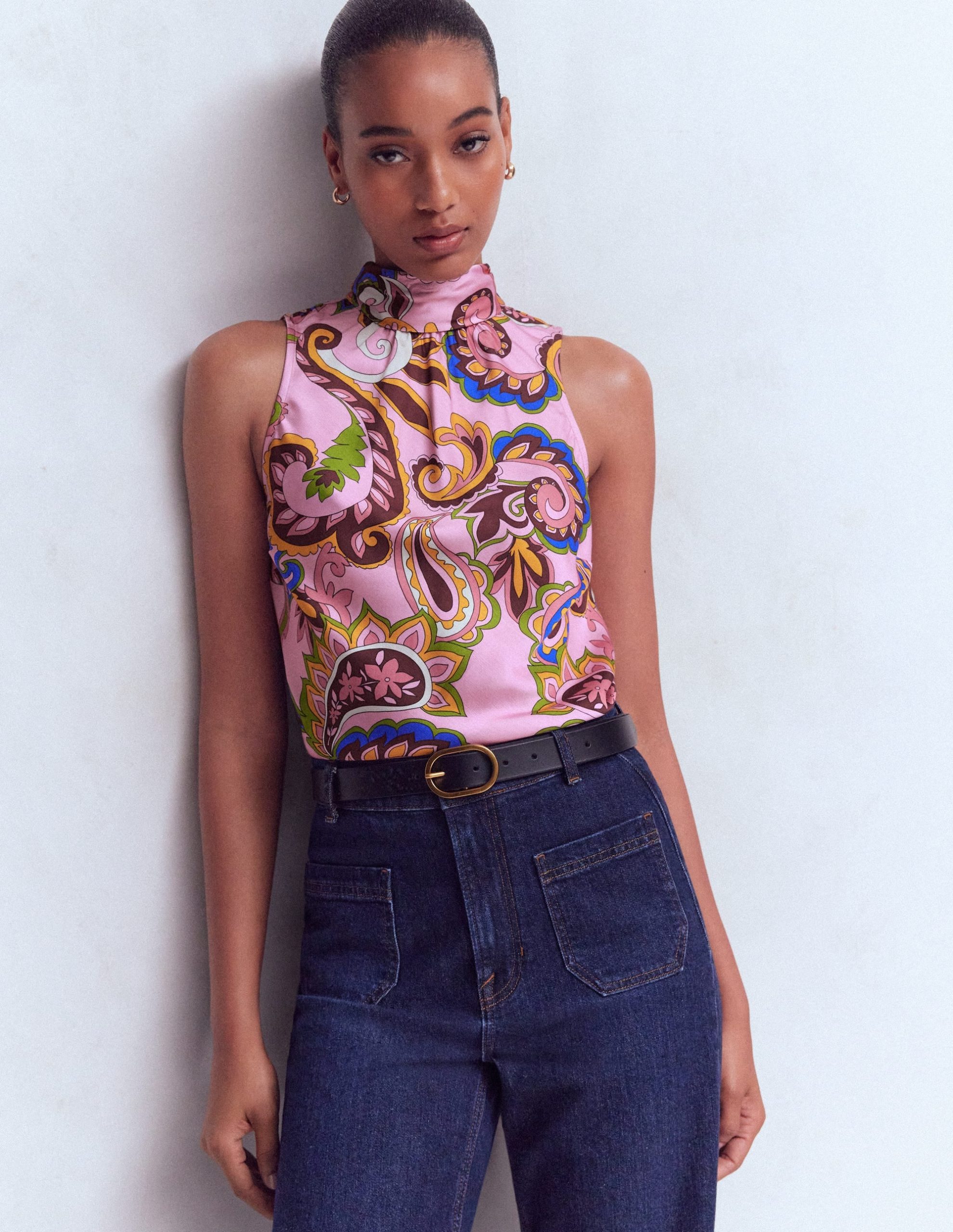 Satin Halterneck Top-Multi. Paisley Frenzy - Image 2