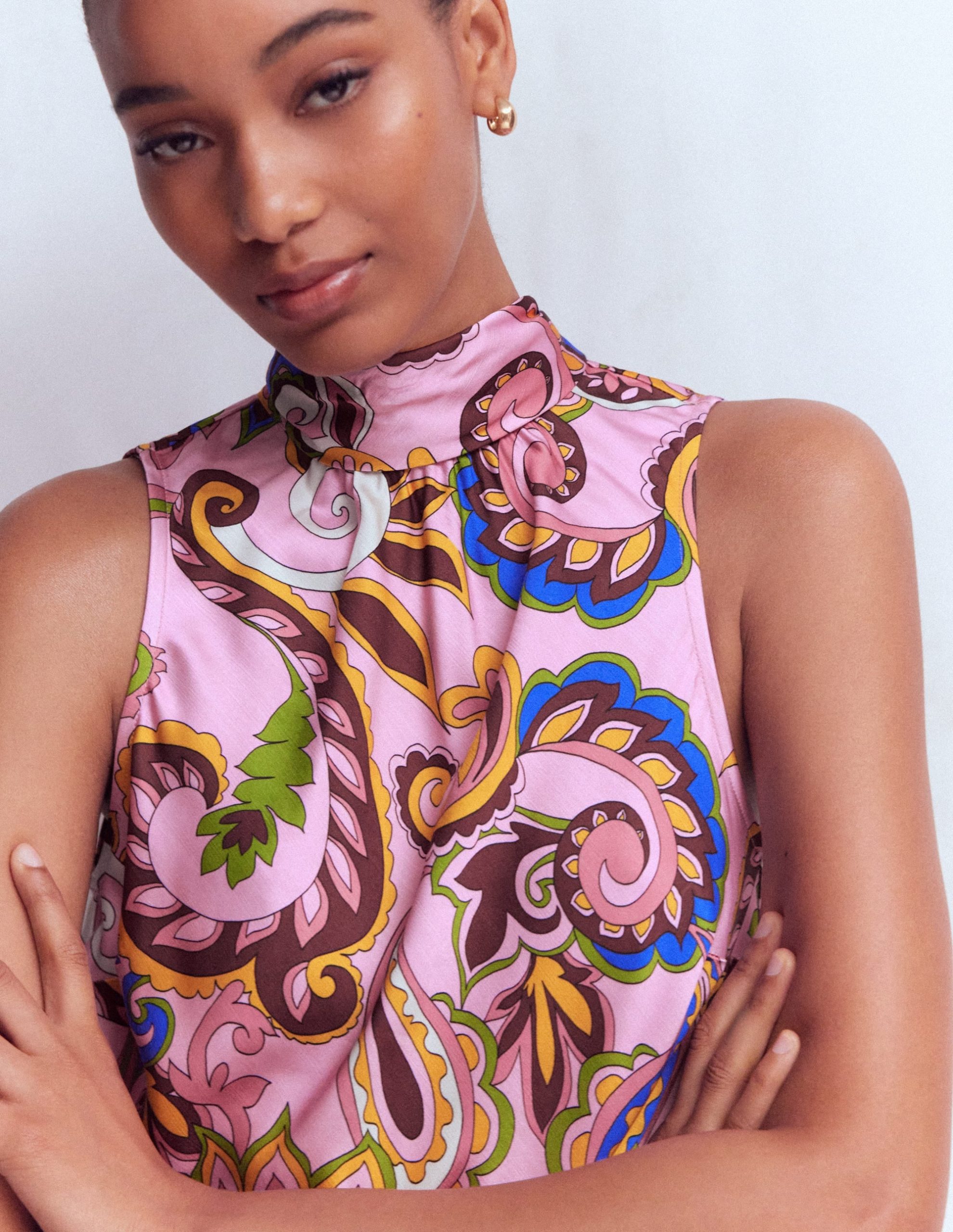 Satin Halterneck Top-Multi. Paisley Frenzy - Image 3