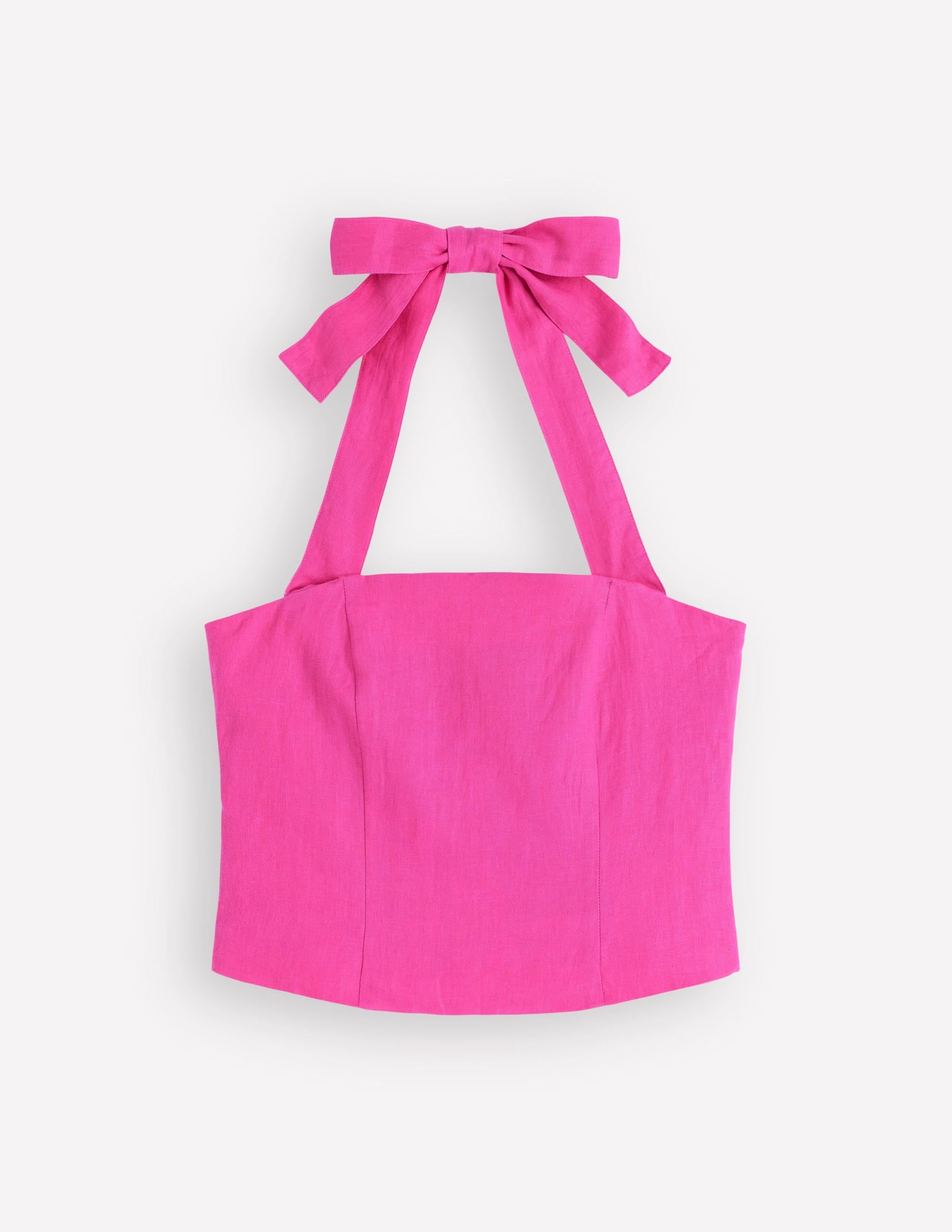 Halterneck Linen Top-Bright Pink - Image 6