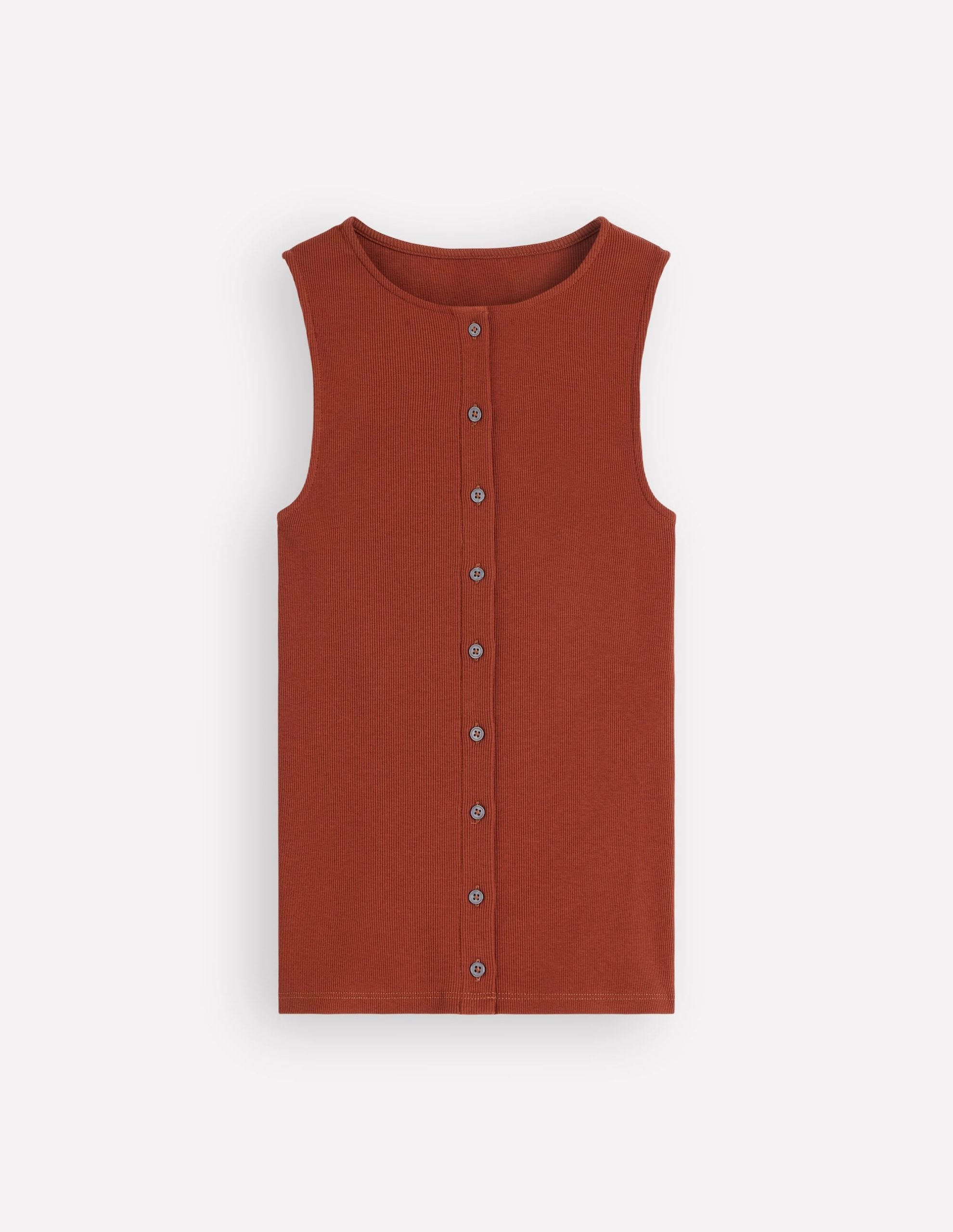 Evie Button Through Rib Vest-Burnt Orange - Image 6