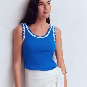 Maddie Trim Detail Vest-Kingfisher Blue