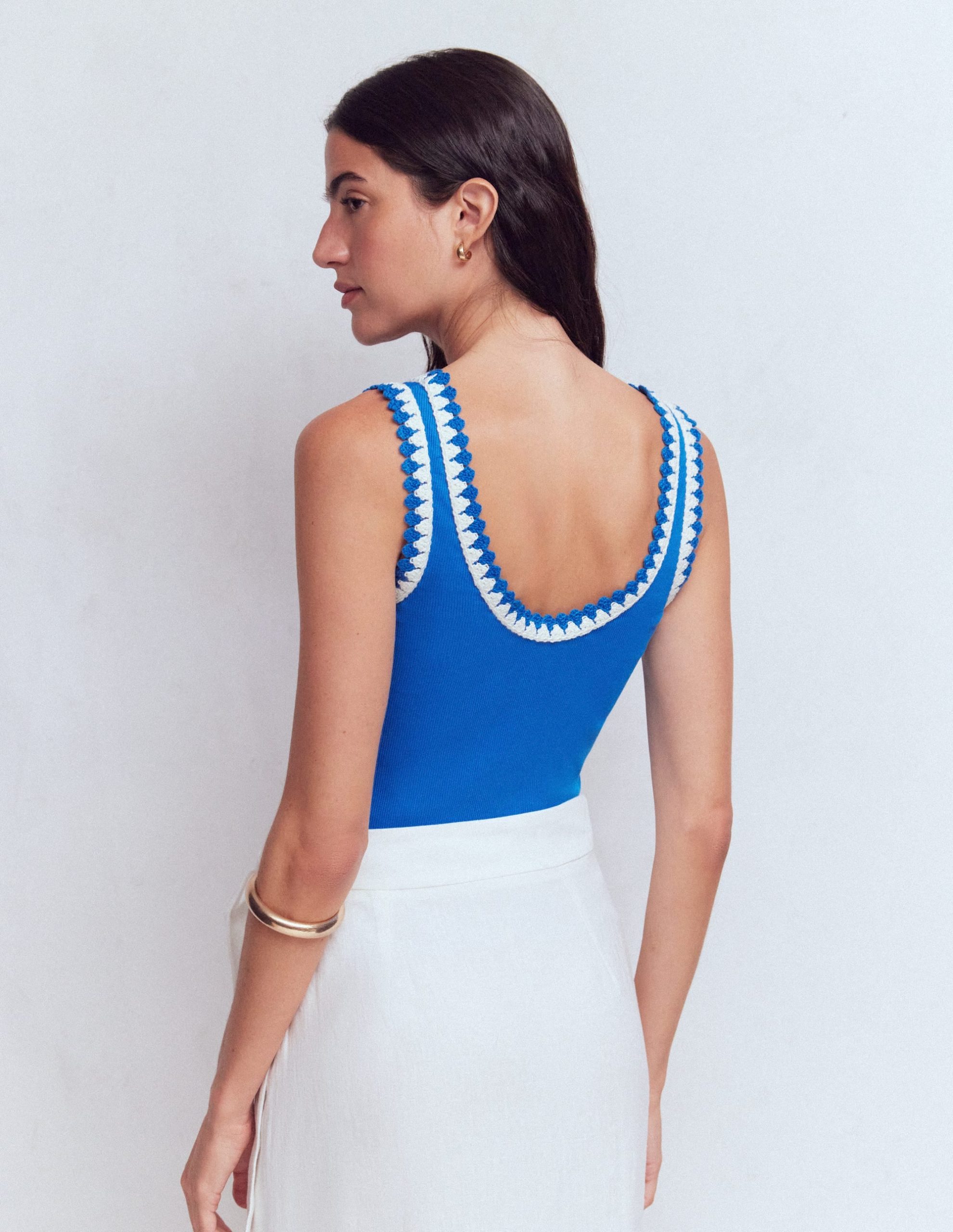 Maddie Trim Detail Vest-Kingfisher Blue - Image 3