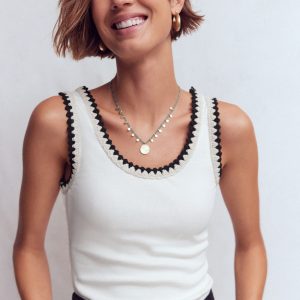 Maddie Trim Detail Vest-Ivory