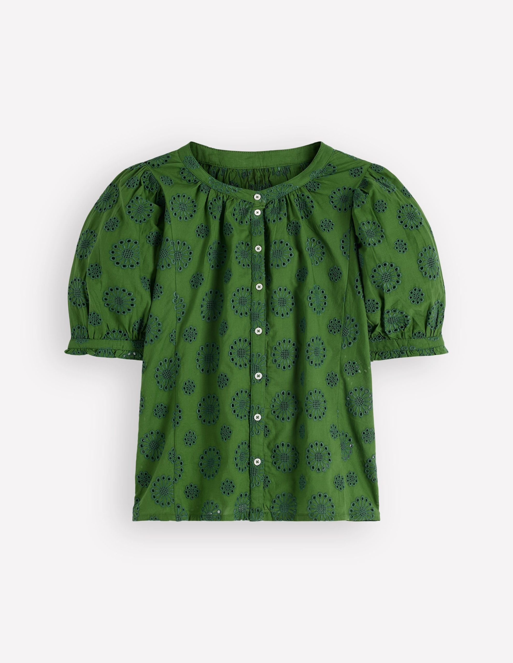 Camille Embroidered Cotton Top-Promenade Green Broderie - Image 5
