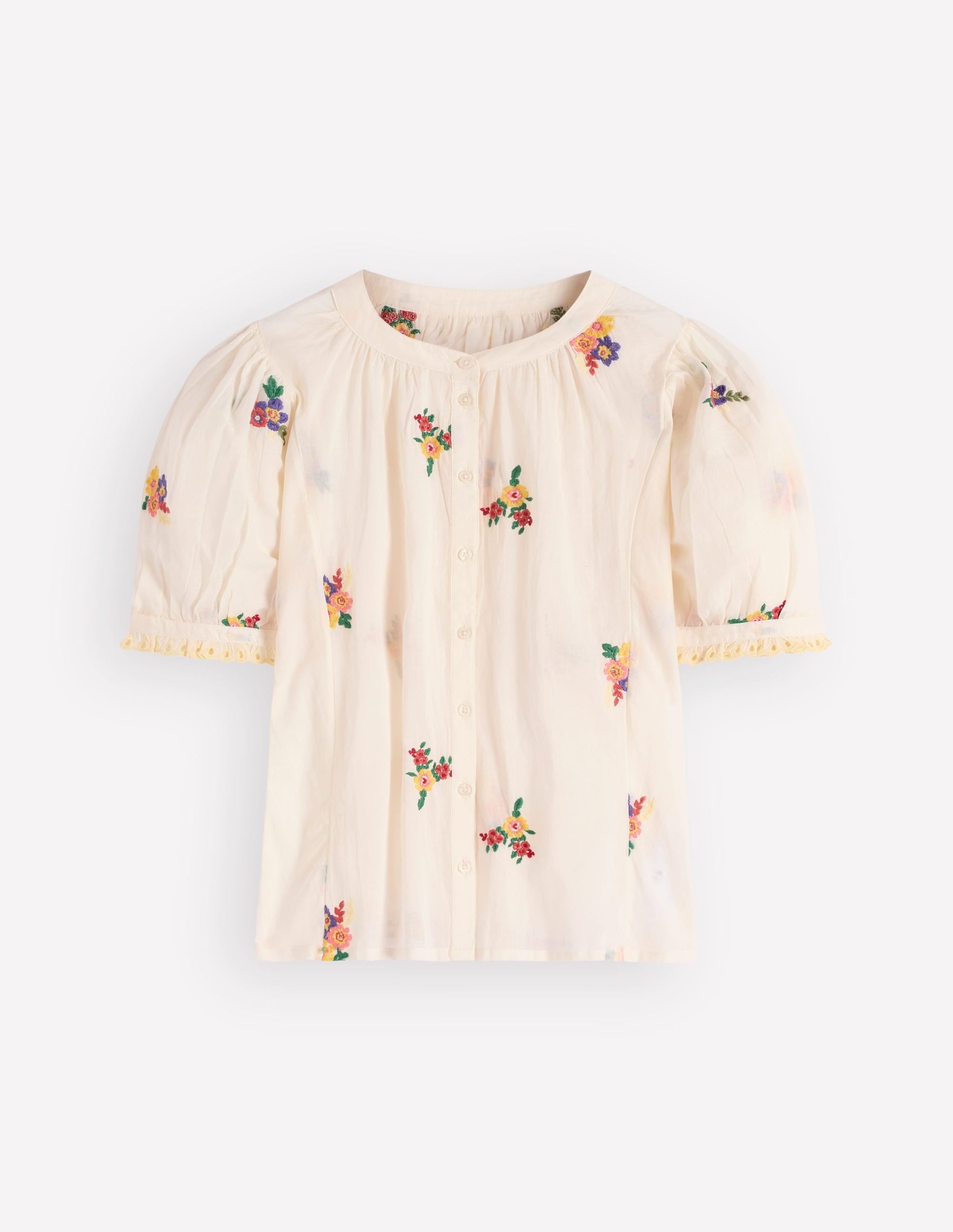 Camille Embroidered Cotton Top-Ivory Floral Embroidery - Image 6