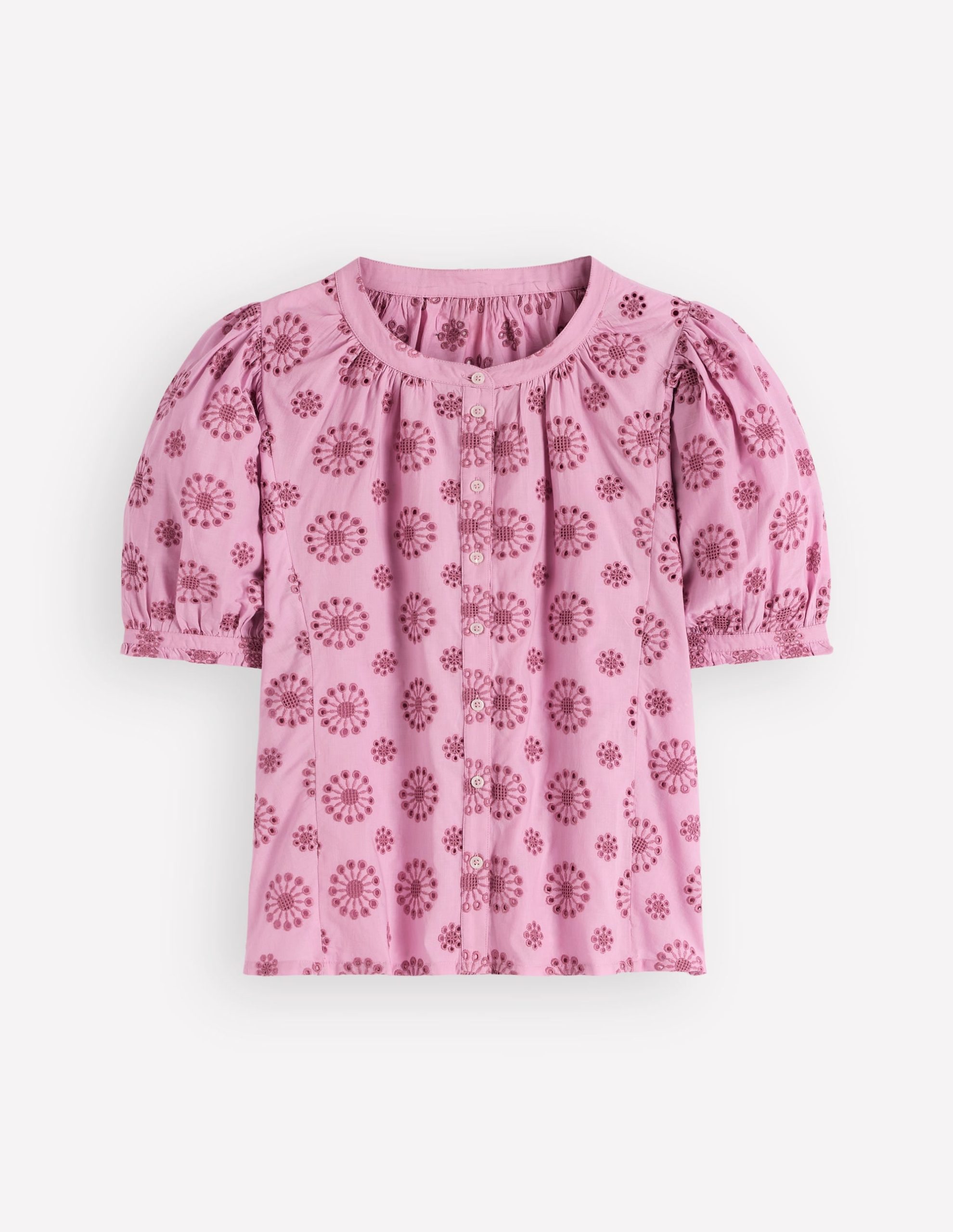Camille Embroidered Cotton Top-Soft Lavender - Image 5