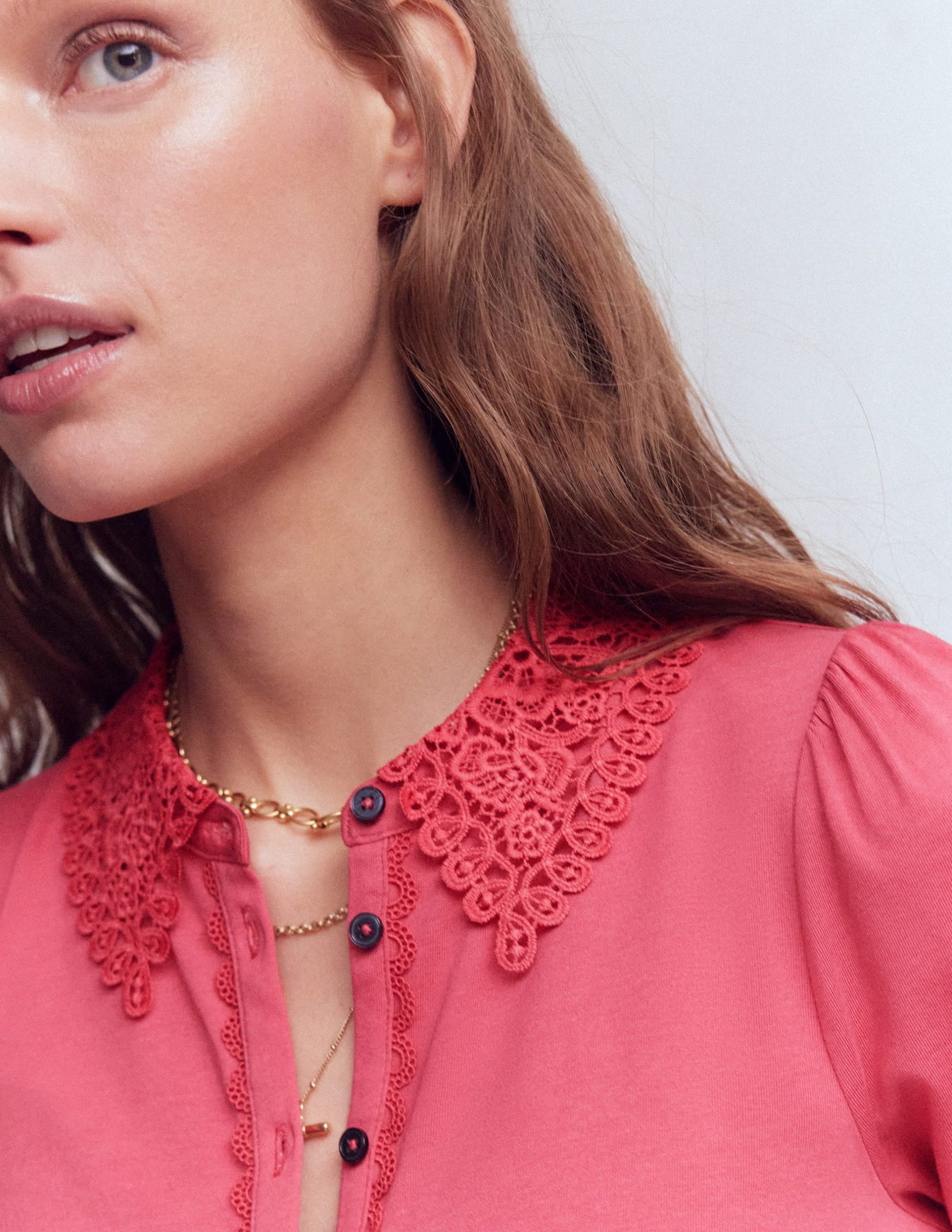 Nessa Broderie Collar Blouse-Cherry Blush - Image 2