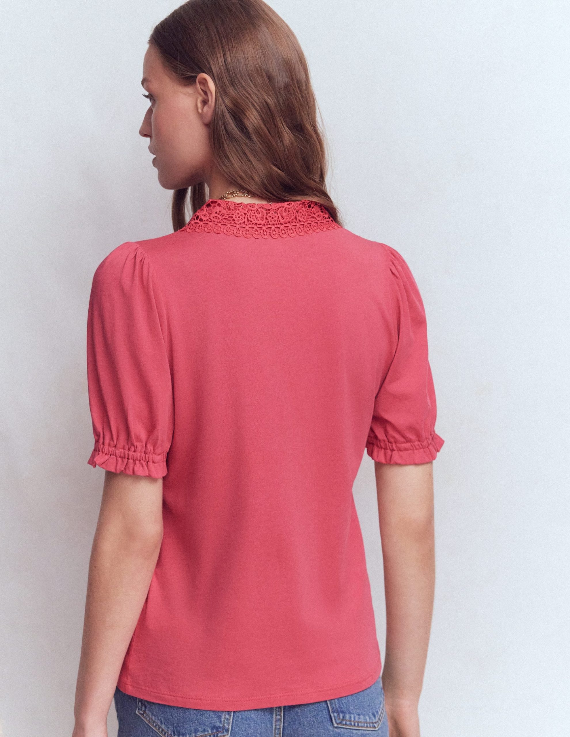 Nessa Broderie Collar Blouse-Cherry Blush - Image 3