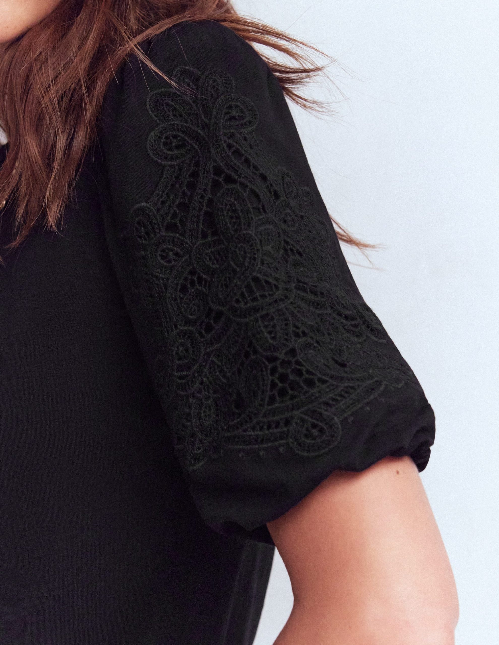 Tape Lace T-shirt-Black - Image 2