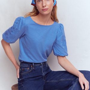 Tape Lace T-shirt-Forget Me Not Blue