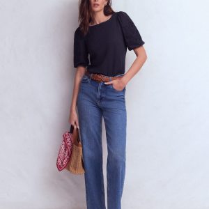 Tape Lace T-shirt-Navy