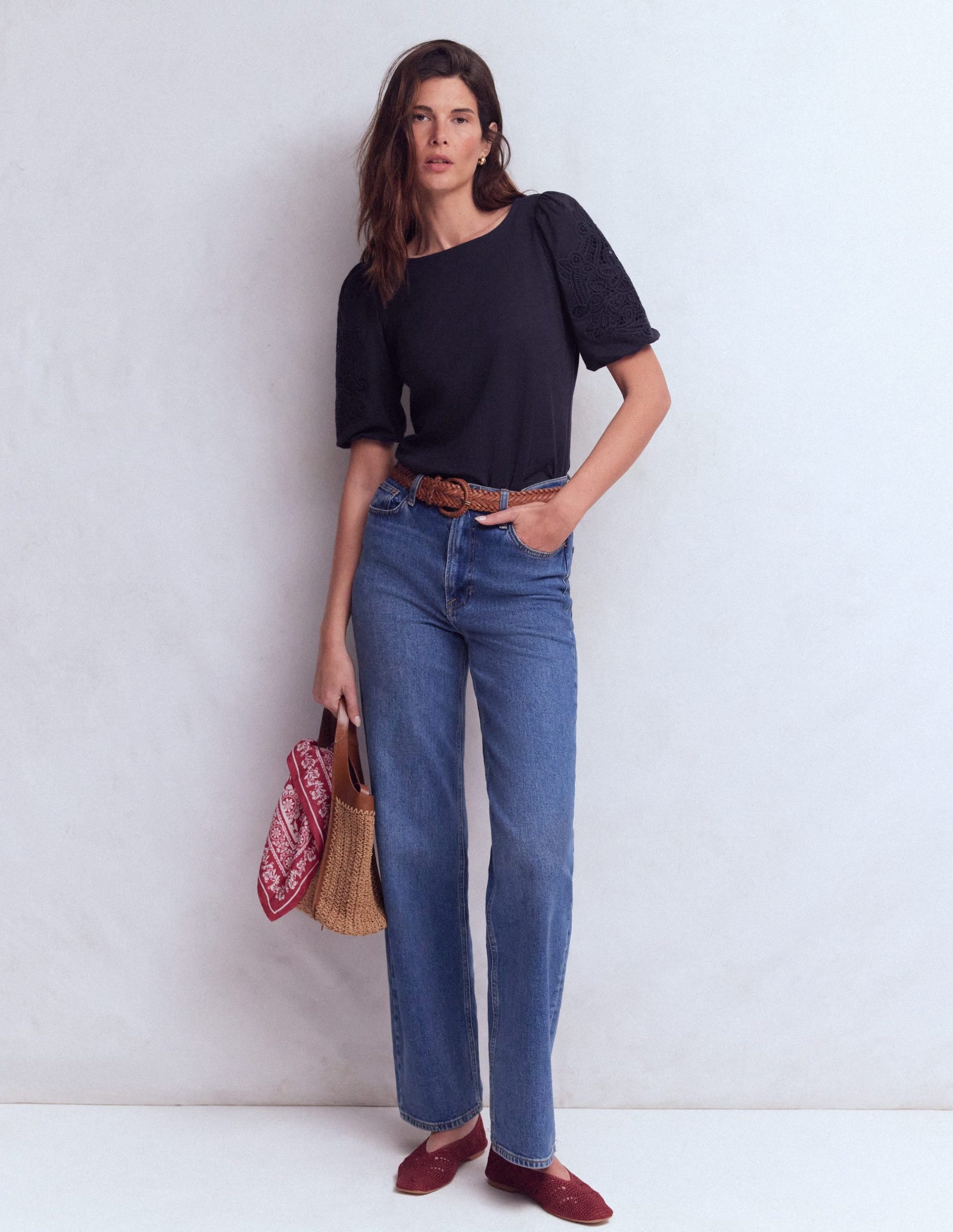 Tape Lace T-shirt-Navy