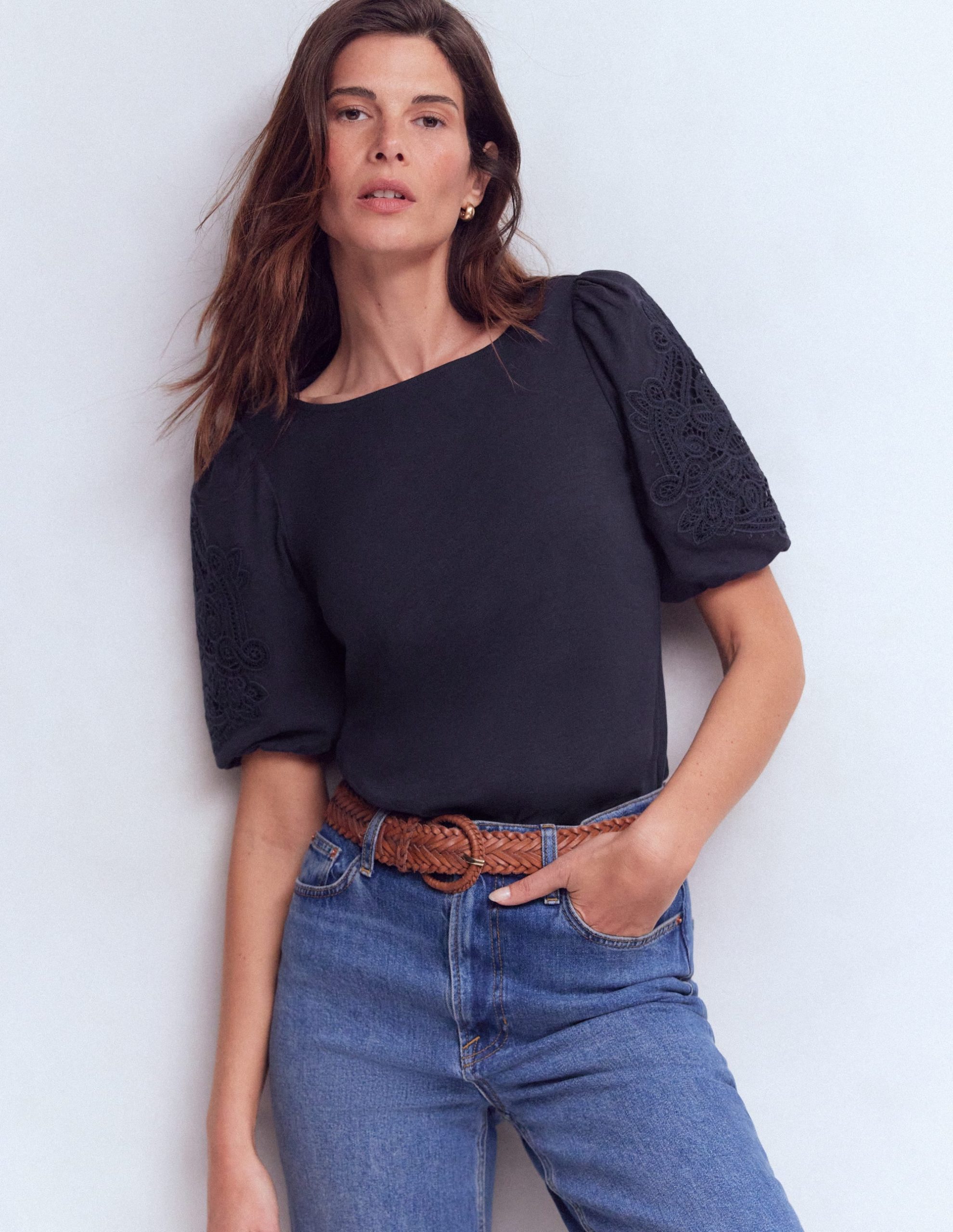 Tape Lace T-shirt-Navy - Image 4
