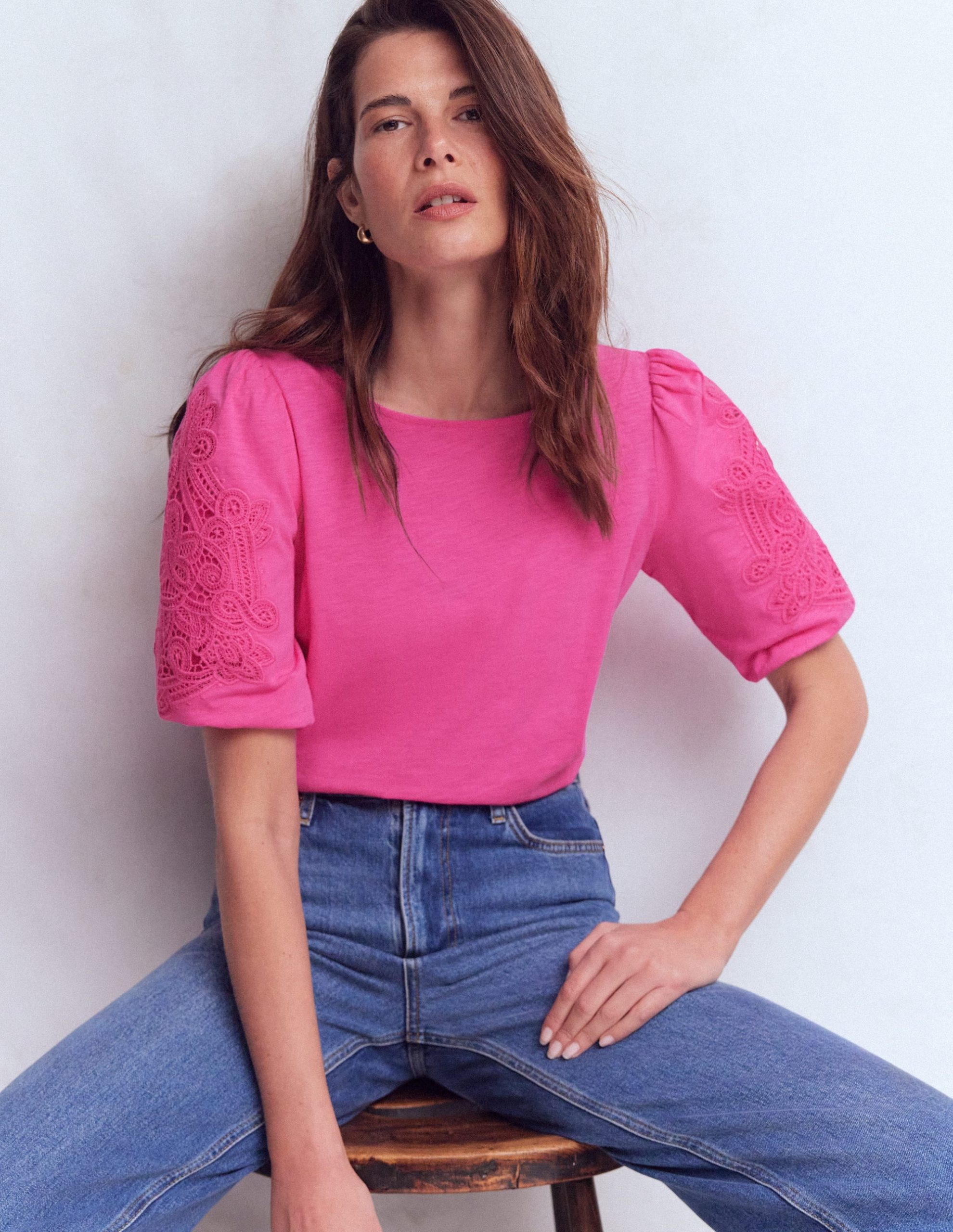 Tape Lace T-shirt-Phlox Pink - Image 4