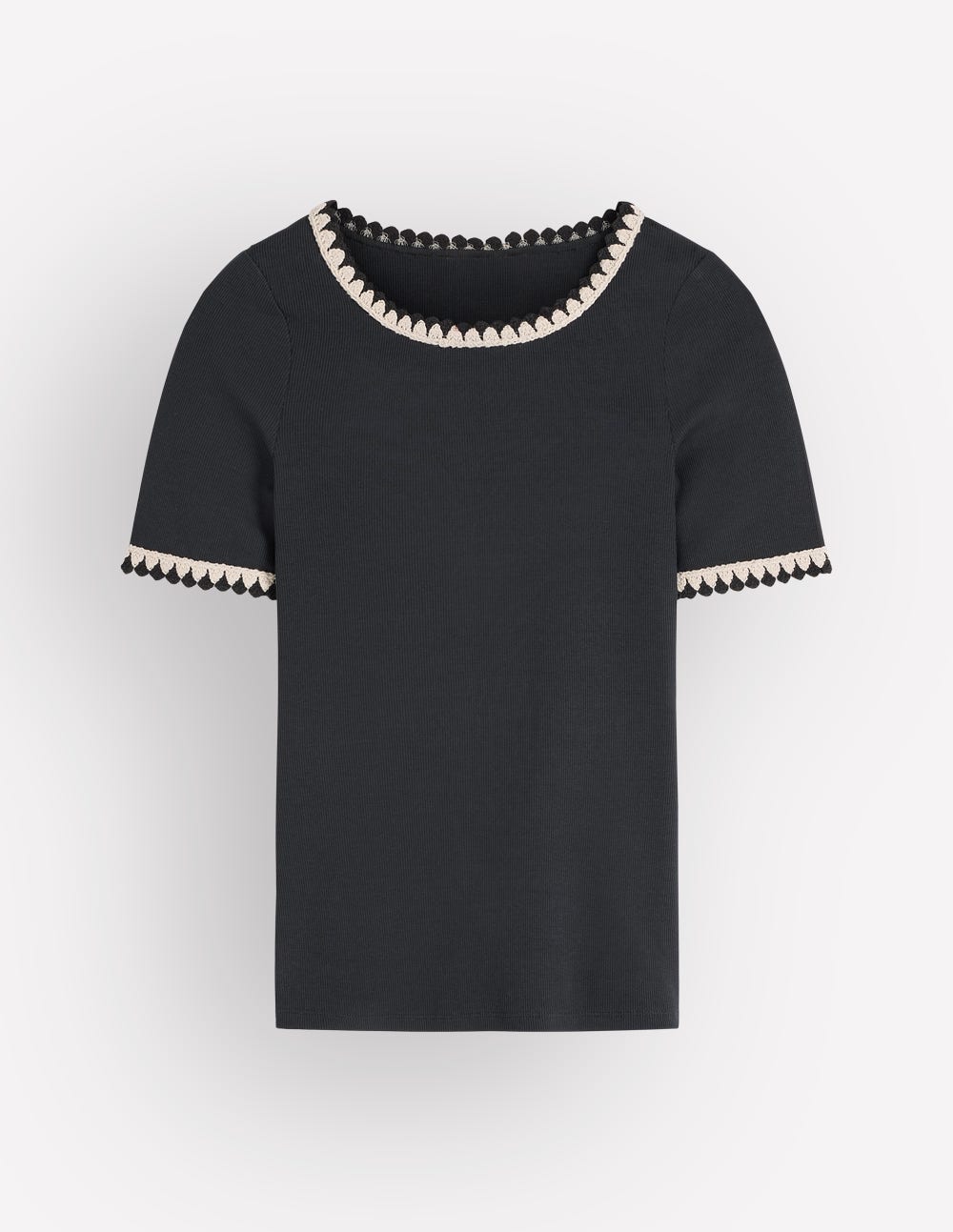 Maddie Trim Detail T-Shirt-Black - Image 5