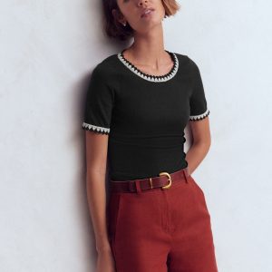 Maddie Trim Detail T-Shirt-Black