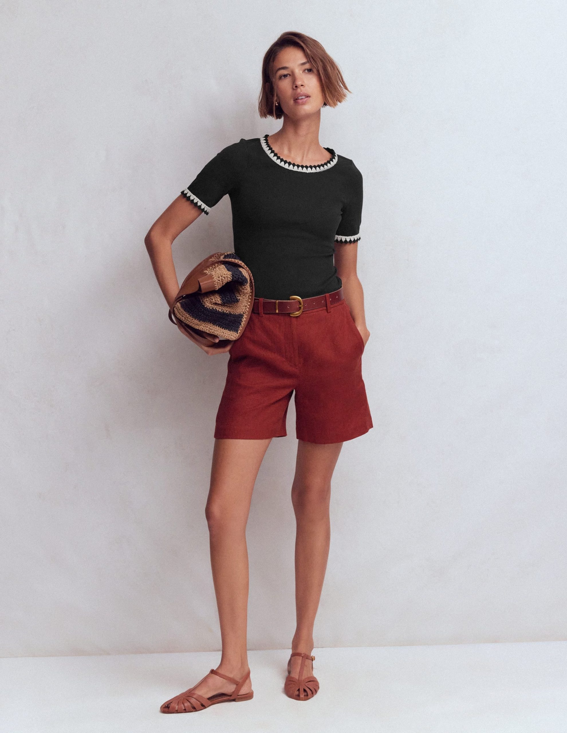 Maddie Trim Detail T-Shirt-Black - Image 4