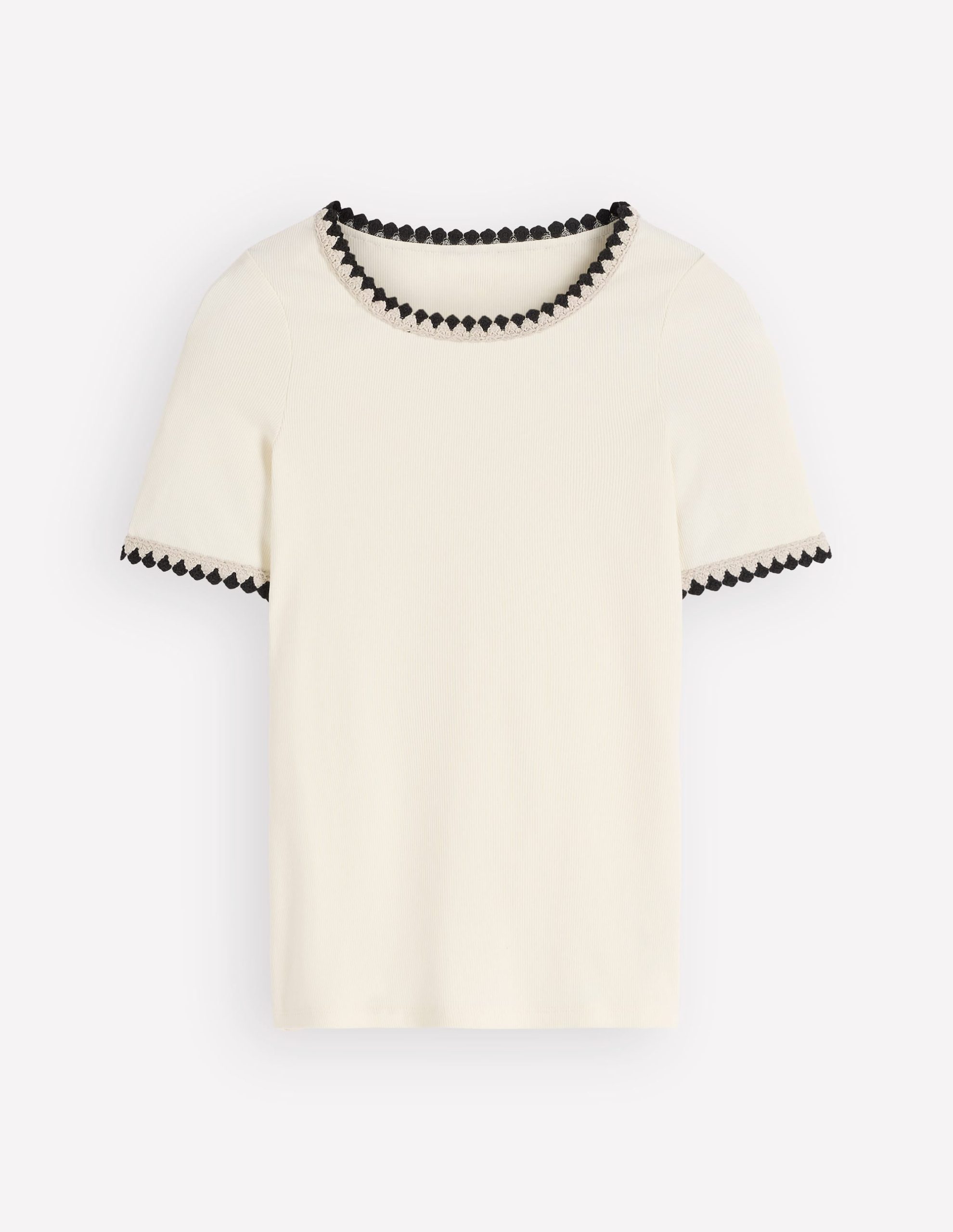Maddie Trim Detail T-Shirt-Ivory with Black - Image 6