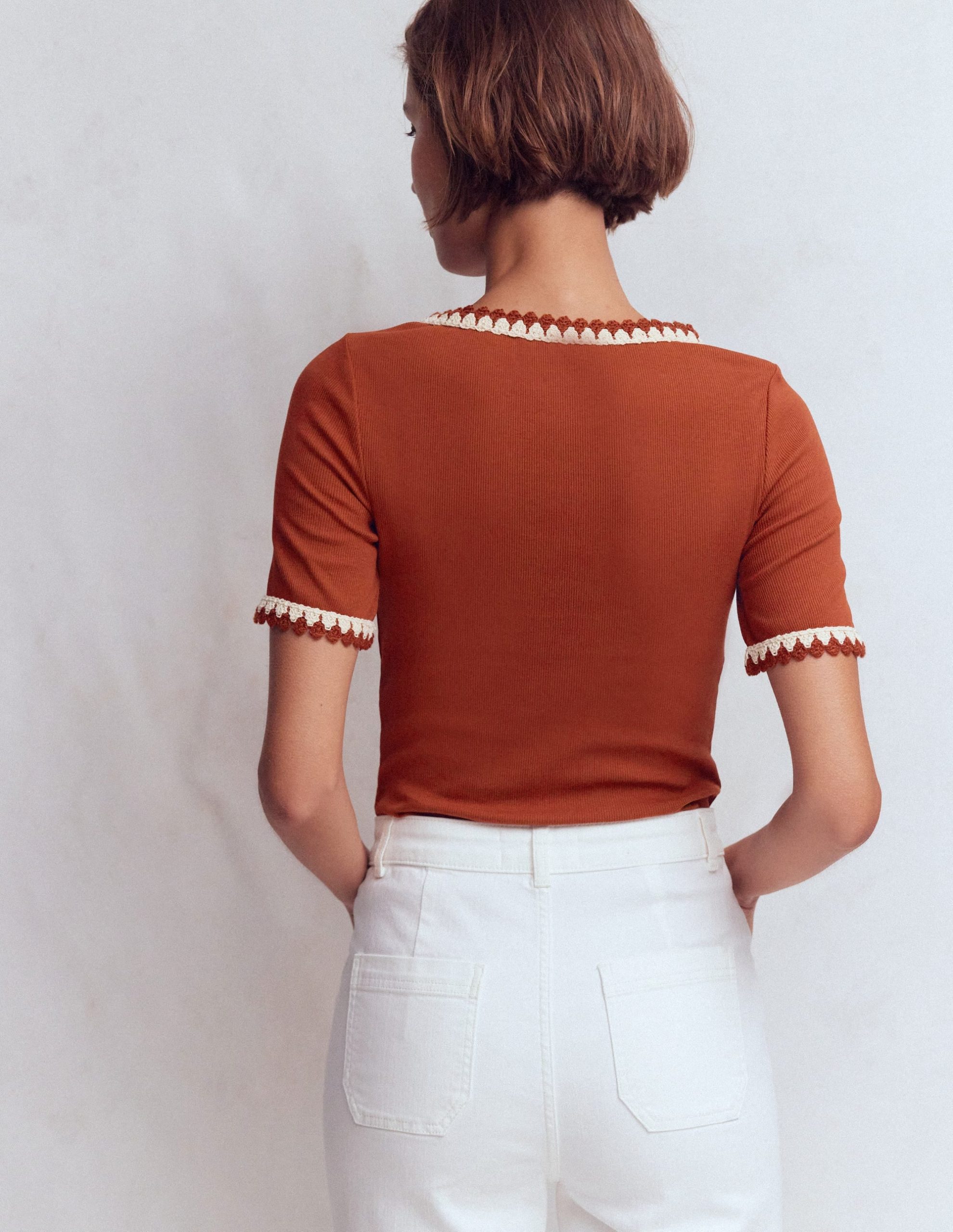 Maddie Trim Detail T-Shirt-Burnt Orange - Image 3