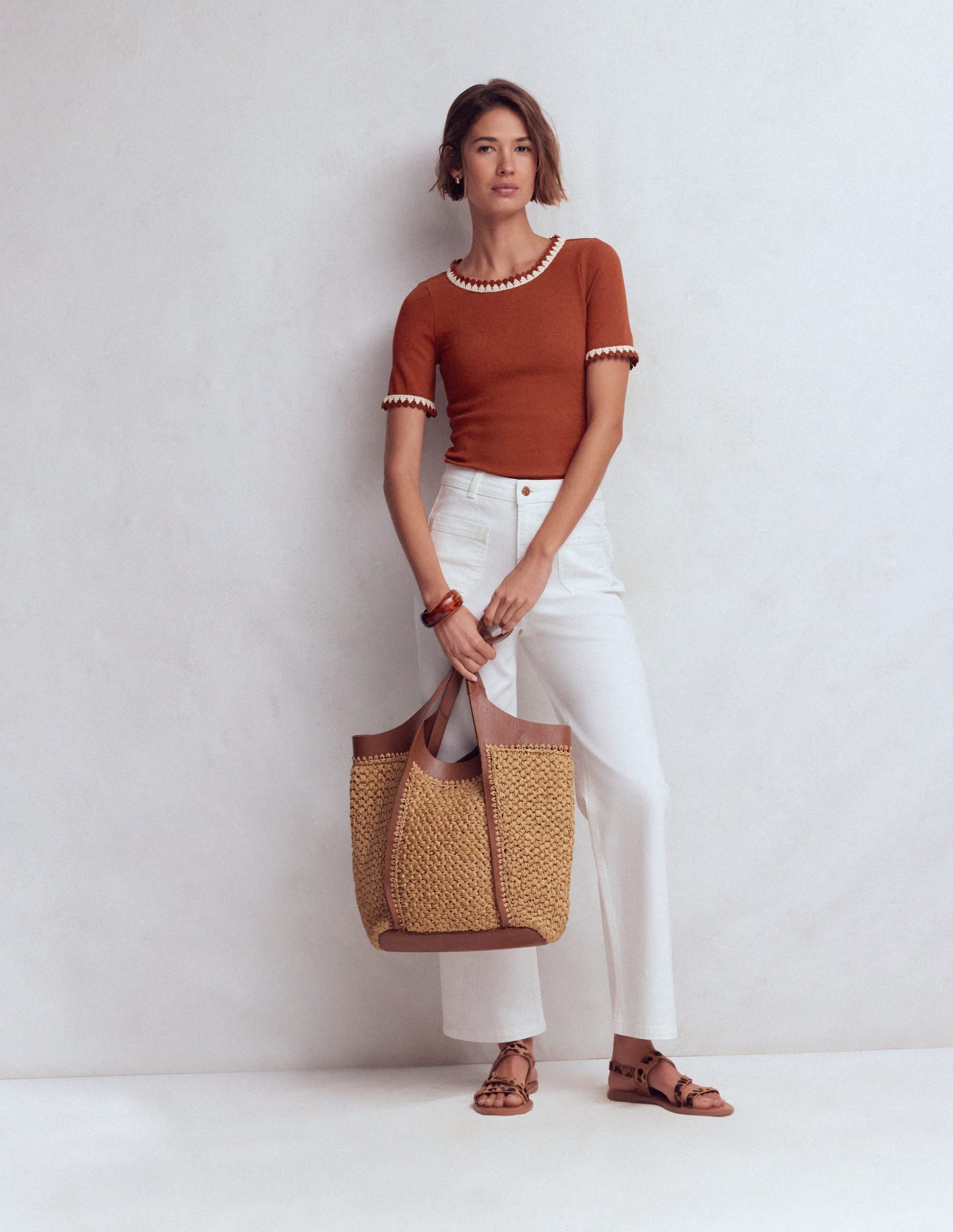 Maddie Trim Detail T-Shirt-Burnt Orange - Image 4