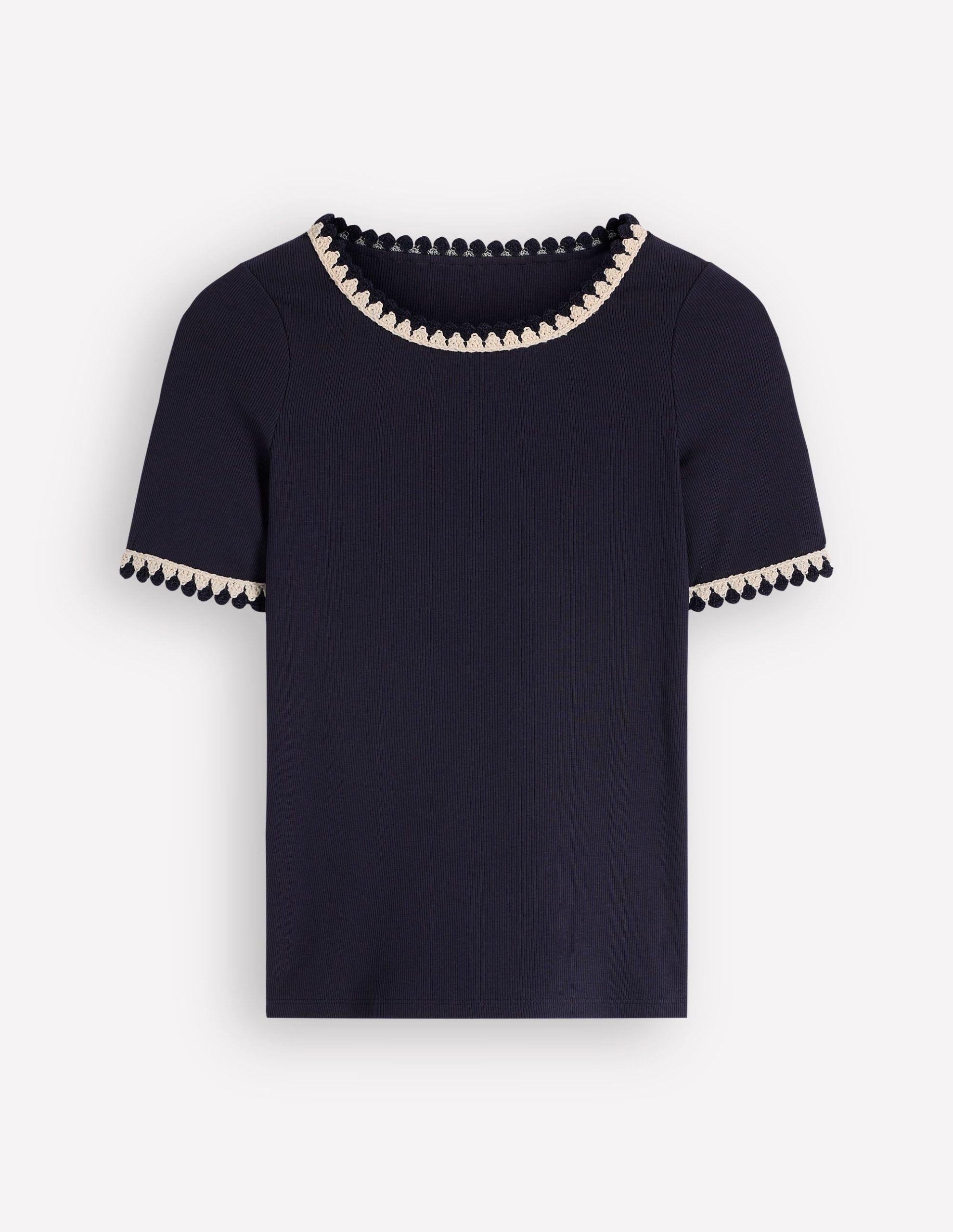 Maddie Trim Detail T-Shirt-Navy - Image 5